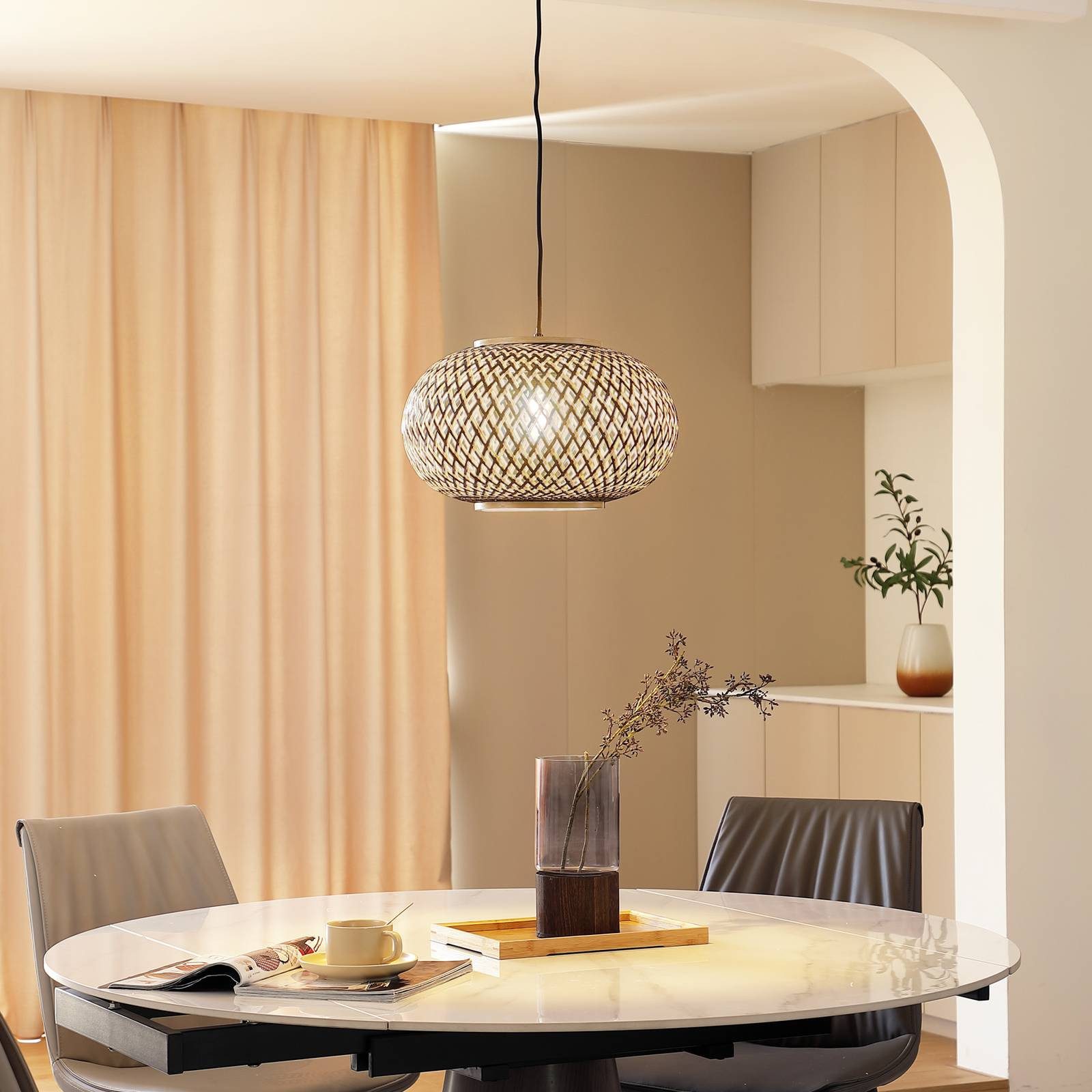 Lindby Hängeleuchte Nerys, Holz IP20, 1 x 15 W LED günstig online kaufen