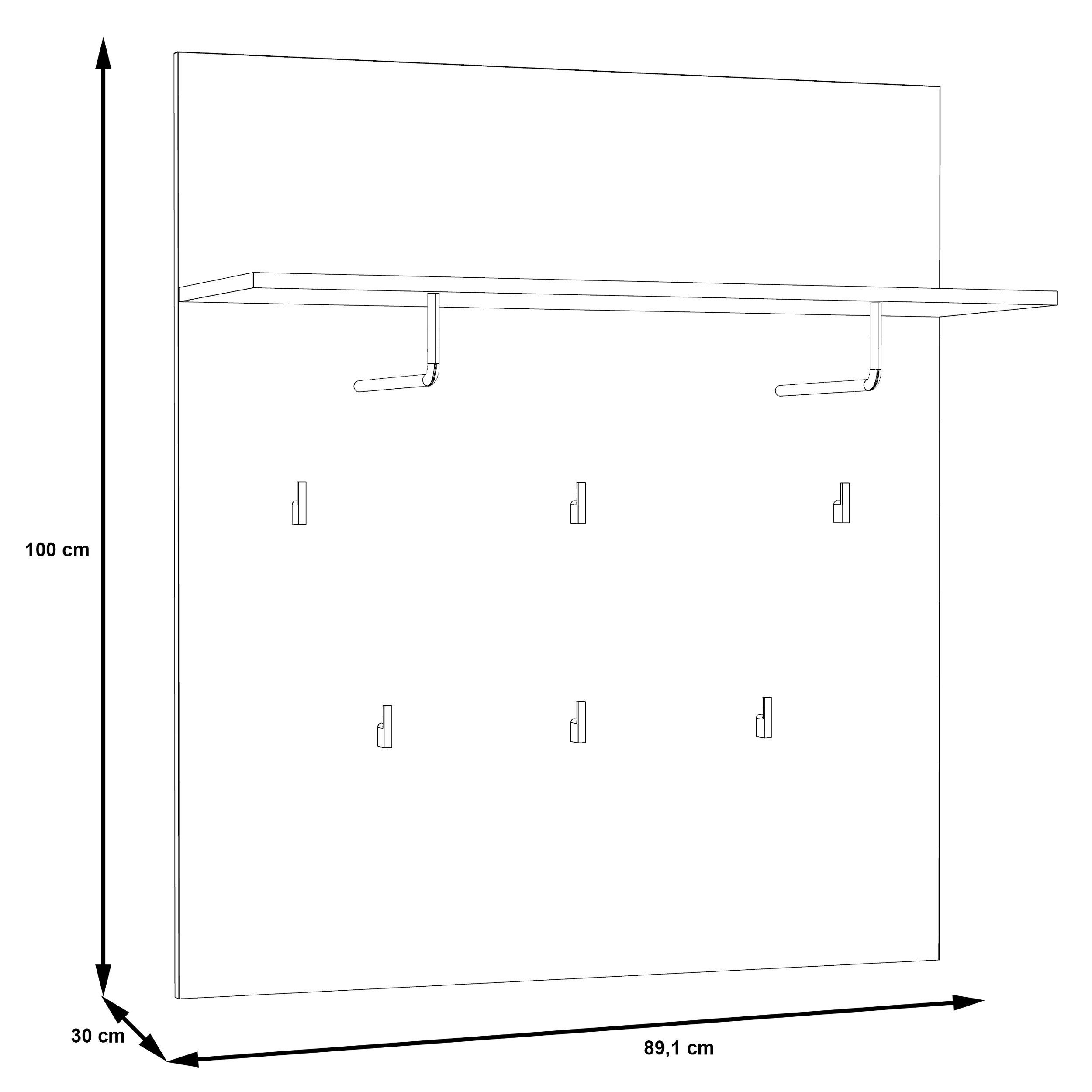 Newroom Garderobe Artisan Eiche 89 cm, Garderobe Artisan Eiche Modern Garderoben Set Flurmöbel Flur
