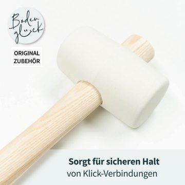 Bodenglück Gummihammer Weiß 450g - Hartgummihammer mit Stiel, Gummihammer zum Verlegen von Böden, Langlebiger Schonhammer, ⌀=55mm