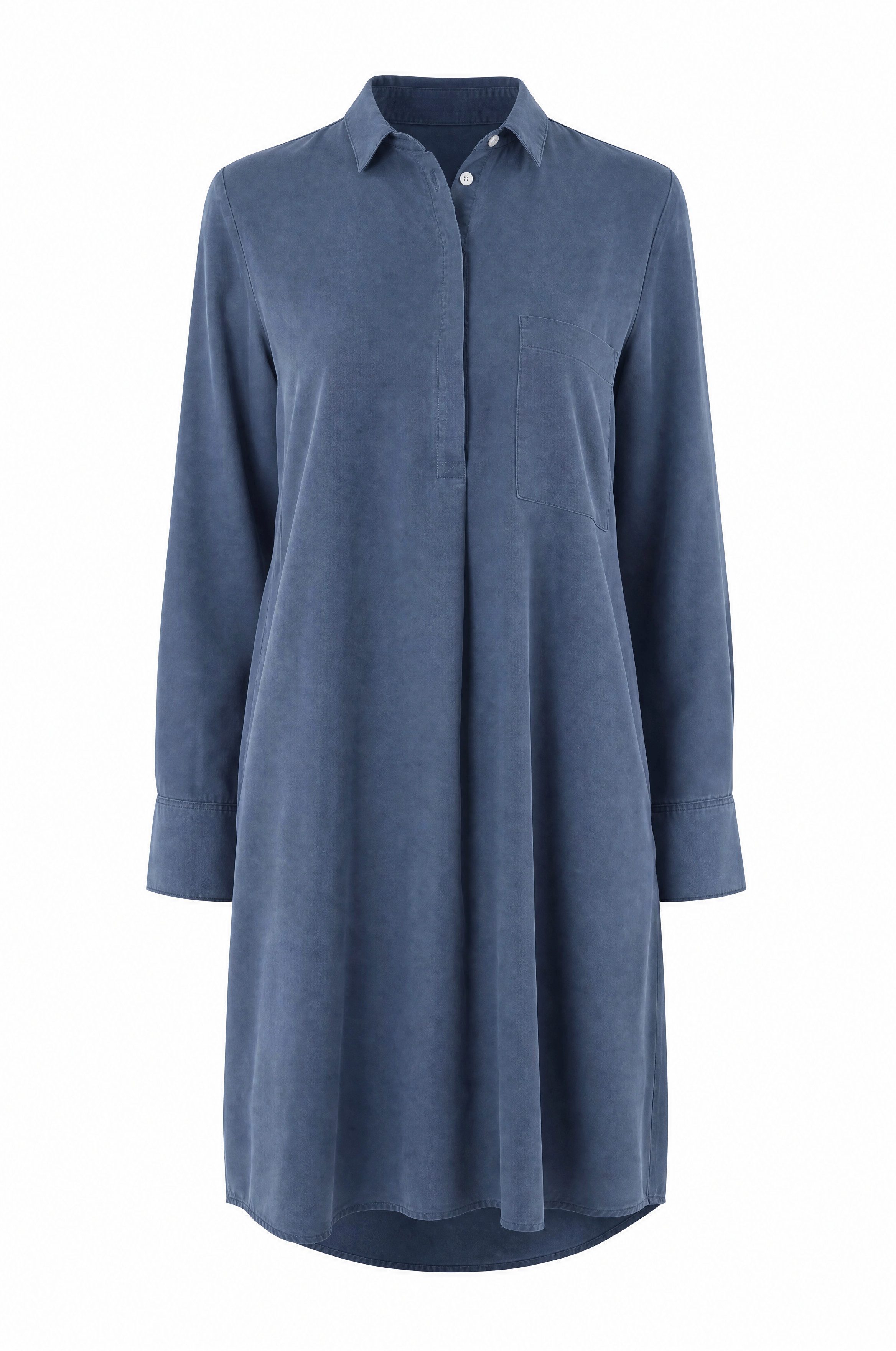 NADINE H Sommerkleid Leichtes Sommerkleid mit Knopfleiste im eleganten Blau aus Leinen
