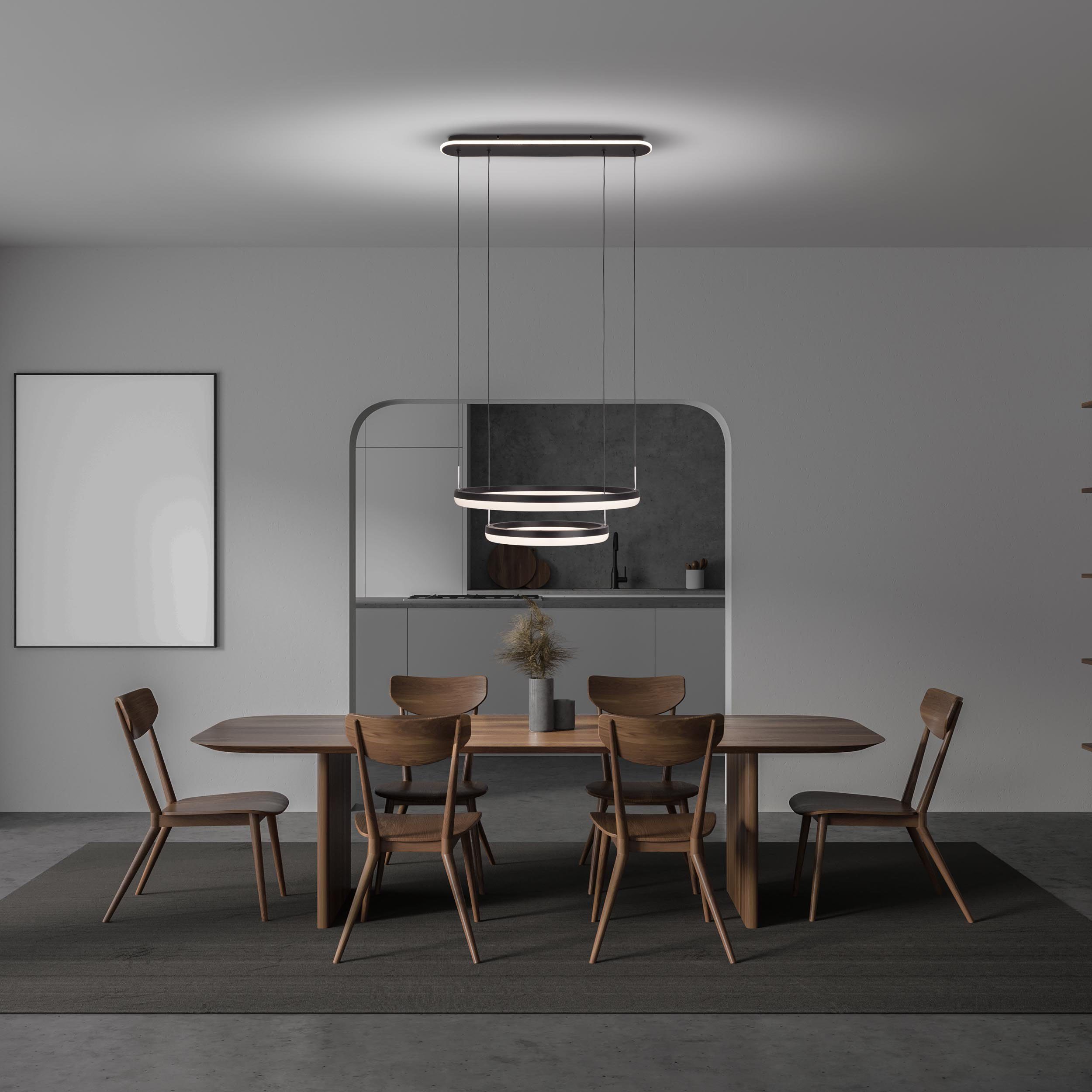näve LED Pendelleuchte CIRCULO, Dimmfunktion, Memoryfunktion, Nachtlichtfunktion, LED fest integriert, Neutralweiß, Kaltweiß, Warmweiß, CCT-Farbwechsler; Hintergrundbeleuchtung; Memoryfunktion; Nachtlicht
