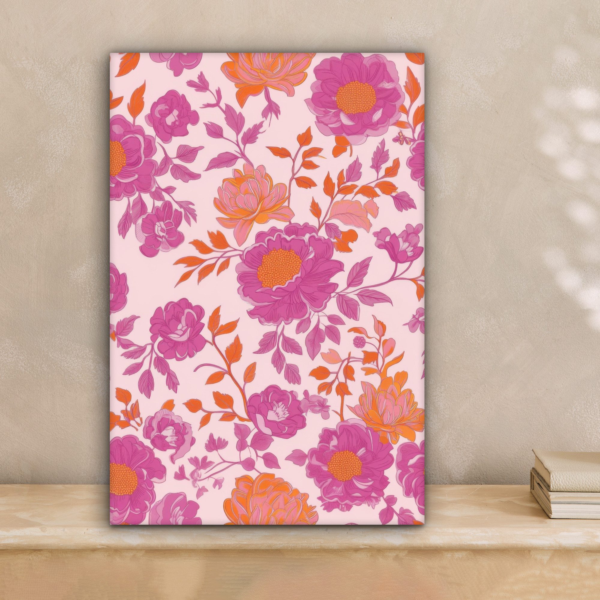 OneMillionCanvasses® Leinwandbild Florales Muster - Rosa günstig online kaufen
