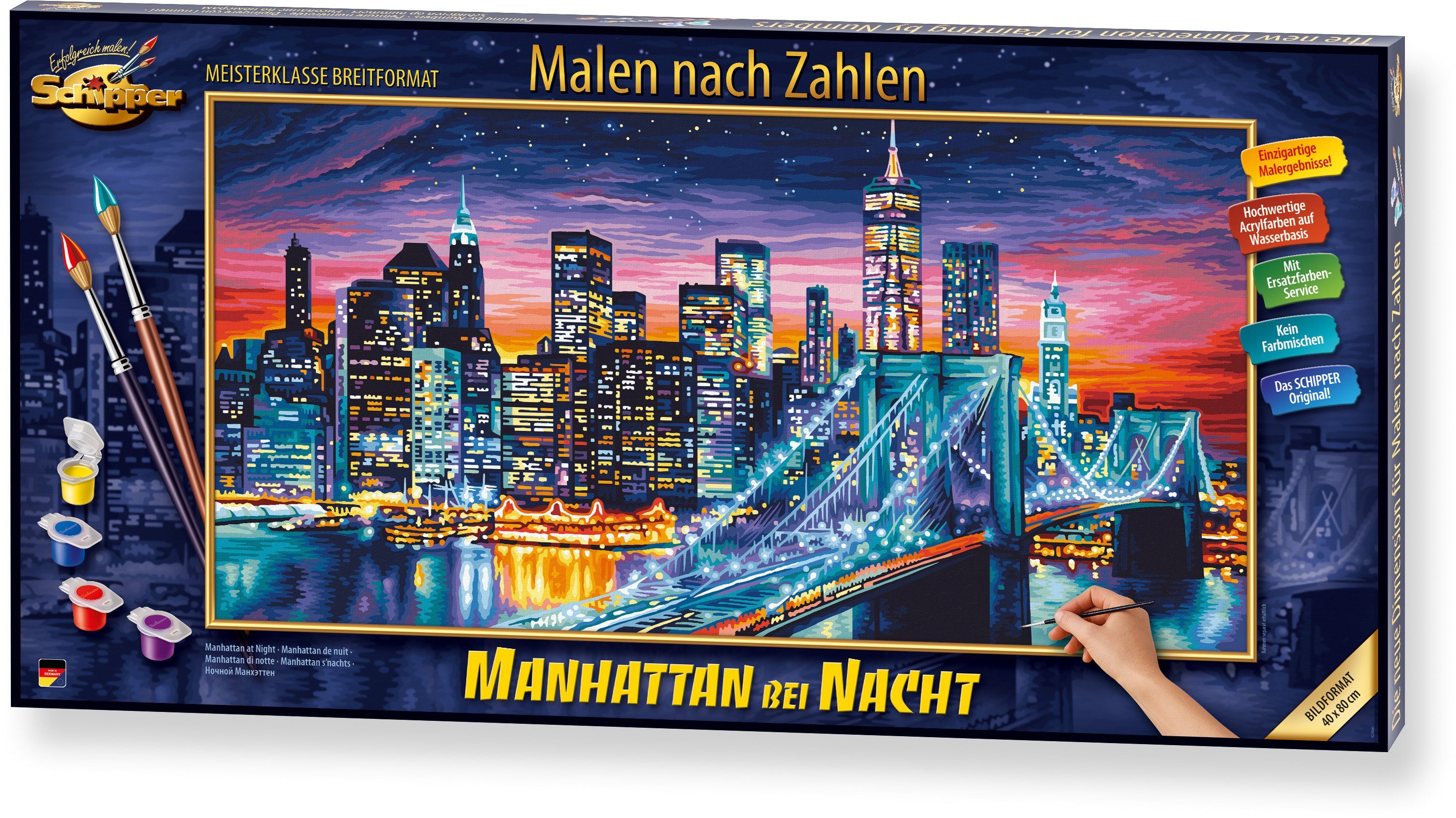 Schipper Malen nach Zahlen Meisterklasse Breitformat - Manhattan bei Nacht, Made in Germany