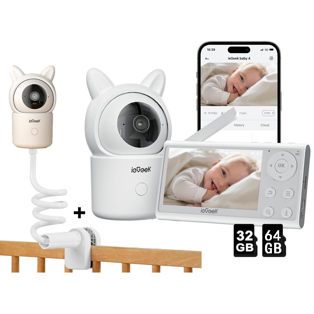 Video-Babyphone 4,3 Zoll WLAN Babyphone mit Kamera Video Babyfon und APP