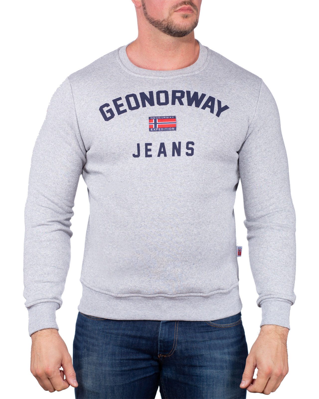 Geo Norway Rundhalspullover Herren Regular Fit Pullover bagassier Elegantes Design mit Logo