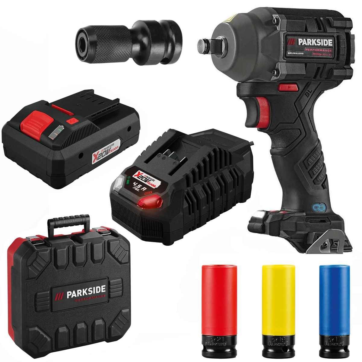 PARKSIDE PERFORMANCE® Akku-Drehschlagschrauber Drehschlagschrauber PPDSSA 20-Li, Smart Akku 4.0 Ah 1/4 Hex Adapter