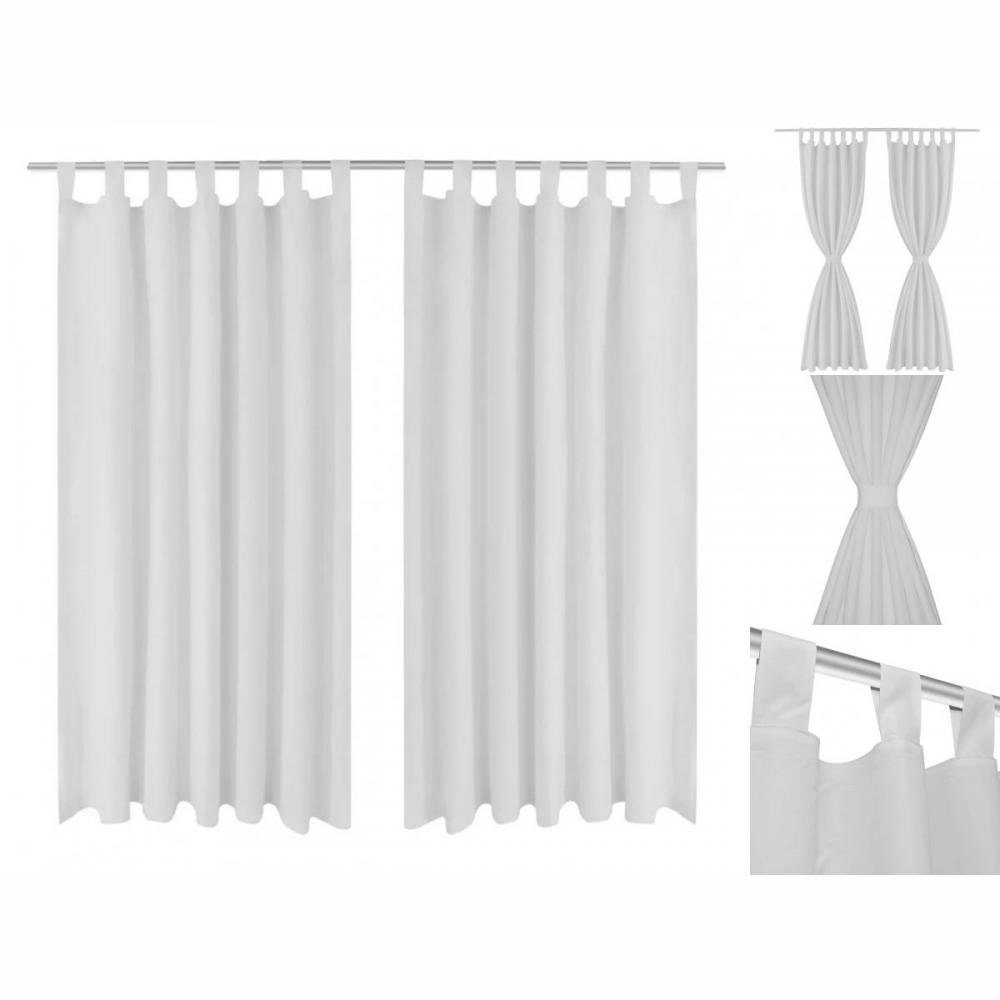 Gardine Gardinen Vorhänge Gardienen aus Satin 2-teilig 140 x 225 cm Weiß, vidaXL, Schlaufen