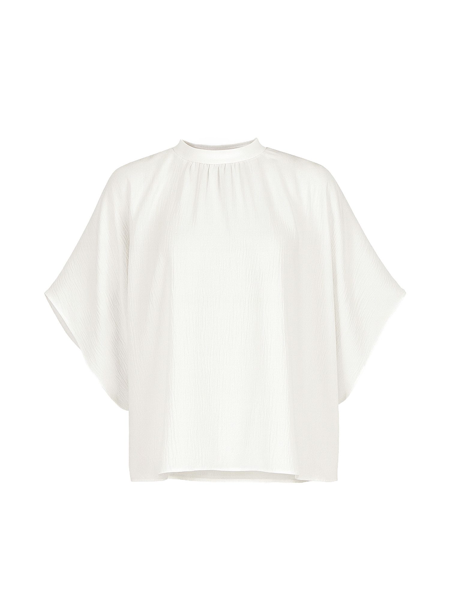 Blusentop Oversize Damenbluse mit Fledermausärmeln & Stehkragen Elegant