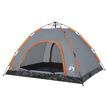 vidaXL Wurfzelt Zelt Campingzelt 4 Personen Grau und Orange Quick Release