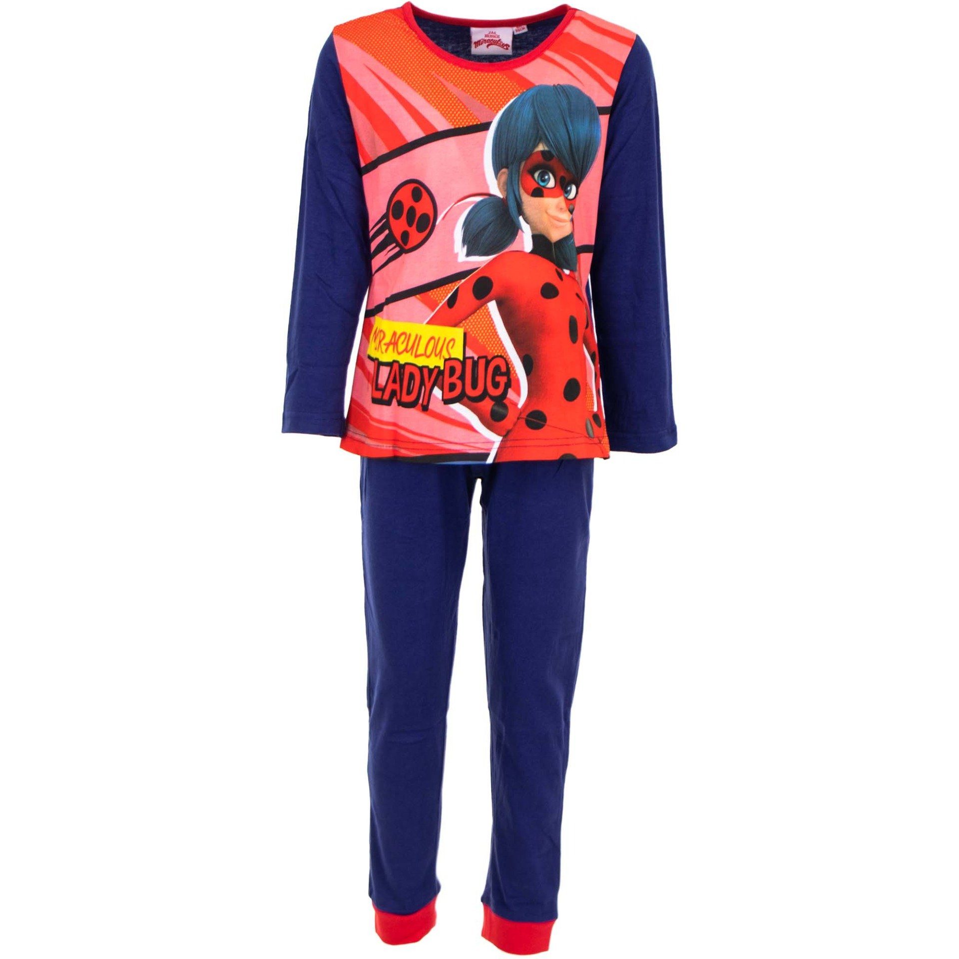 Miraculous - Ladybug Schlafanzug Miraculous Ladybug Kinder Mädchen langarm Pyjama Gr. 98 bis 128, 100% Baumwolle Blau