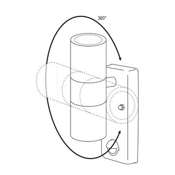 SEBSON Außen-Wandleuchte LED Außenleuchte Bewegungsmelder 8m/120° IP44, 2x GU10 3,5W 300lm, Kaltweiß, Bewegungsmelder programmierbar, 360° drehbar, inkl. LED Leuchtmittel