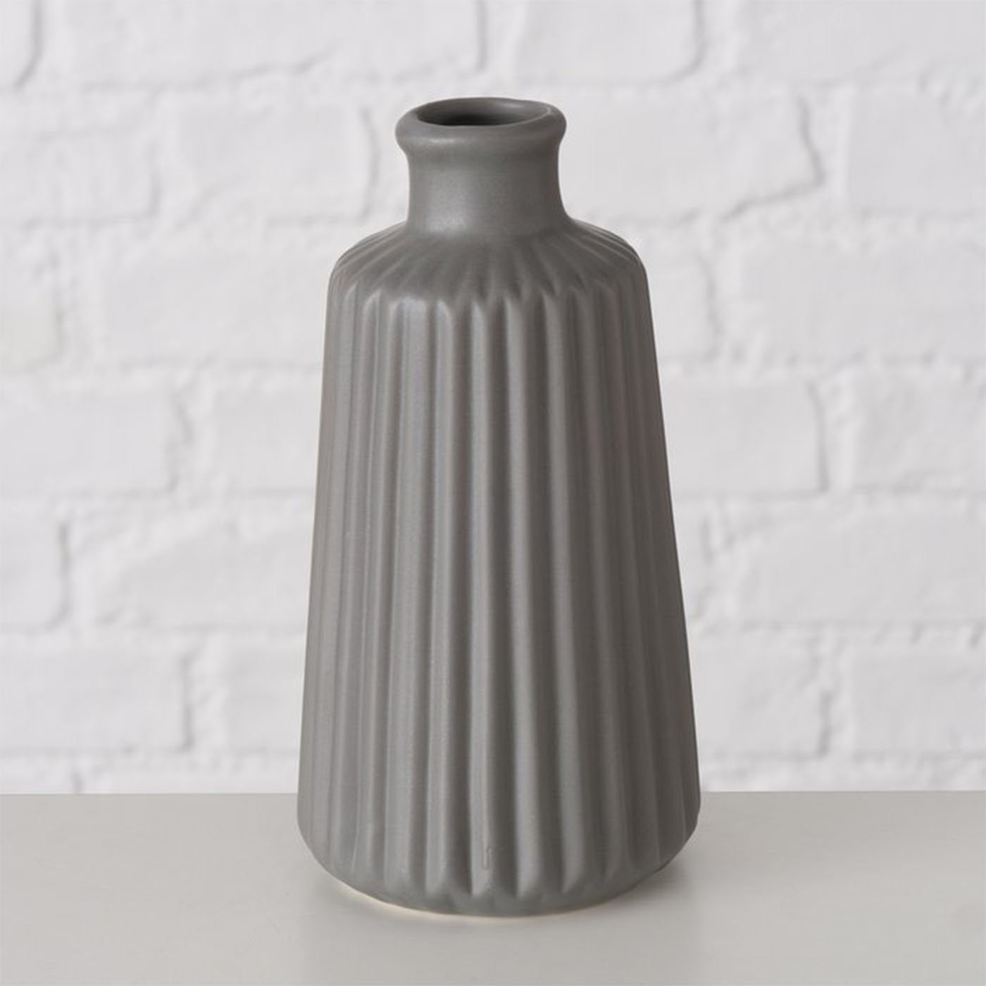 BOLTZE Tischvase Deko Set Mattes aus 2er Design- Keramik Grau im Vase