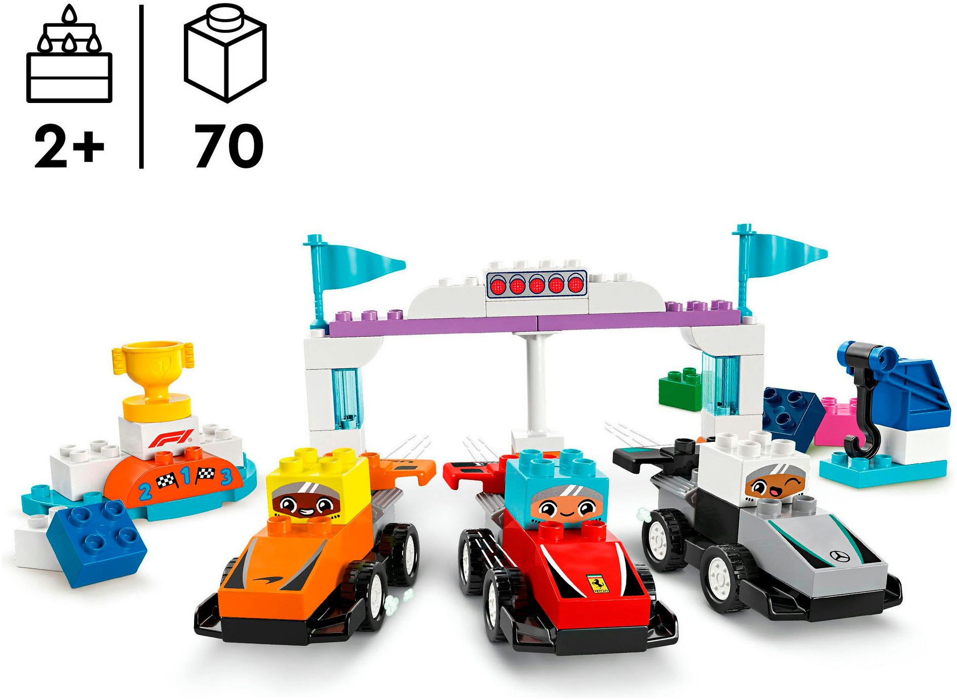 LEGO® F1® Team Rennautos mit Rennfahrern (10445), LEGO DUPLO Town Konstruktionsspielsteine, (70 St), Made in Europe
