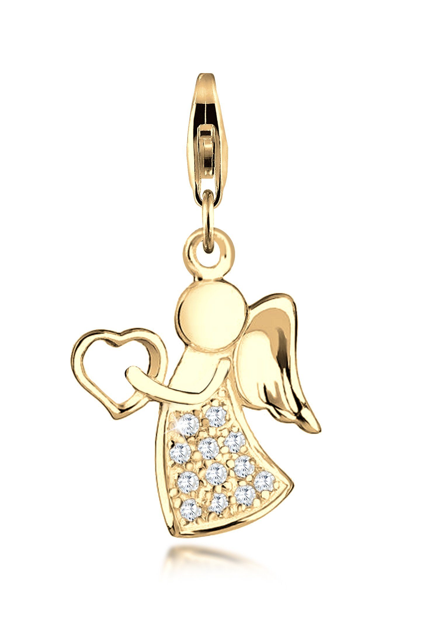 Nenalina Charm-Einhänger Anhänger Engel Glücksbringer Zirkonia 925 Silber