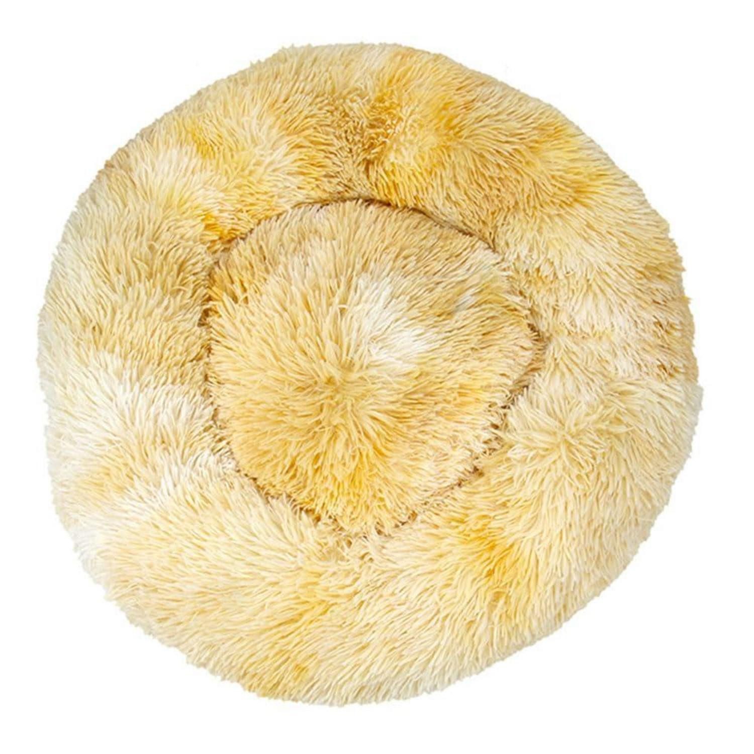 LuxusKollektion Hundebett Hundebett rund Plüsch Gelb 40CM