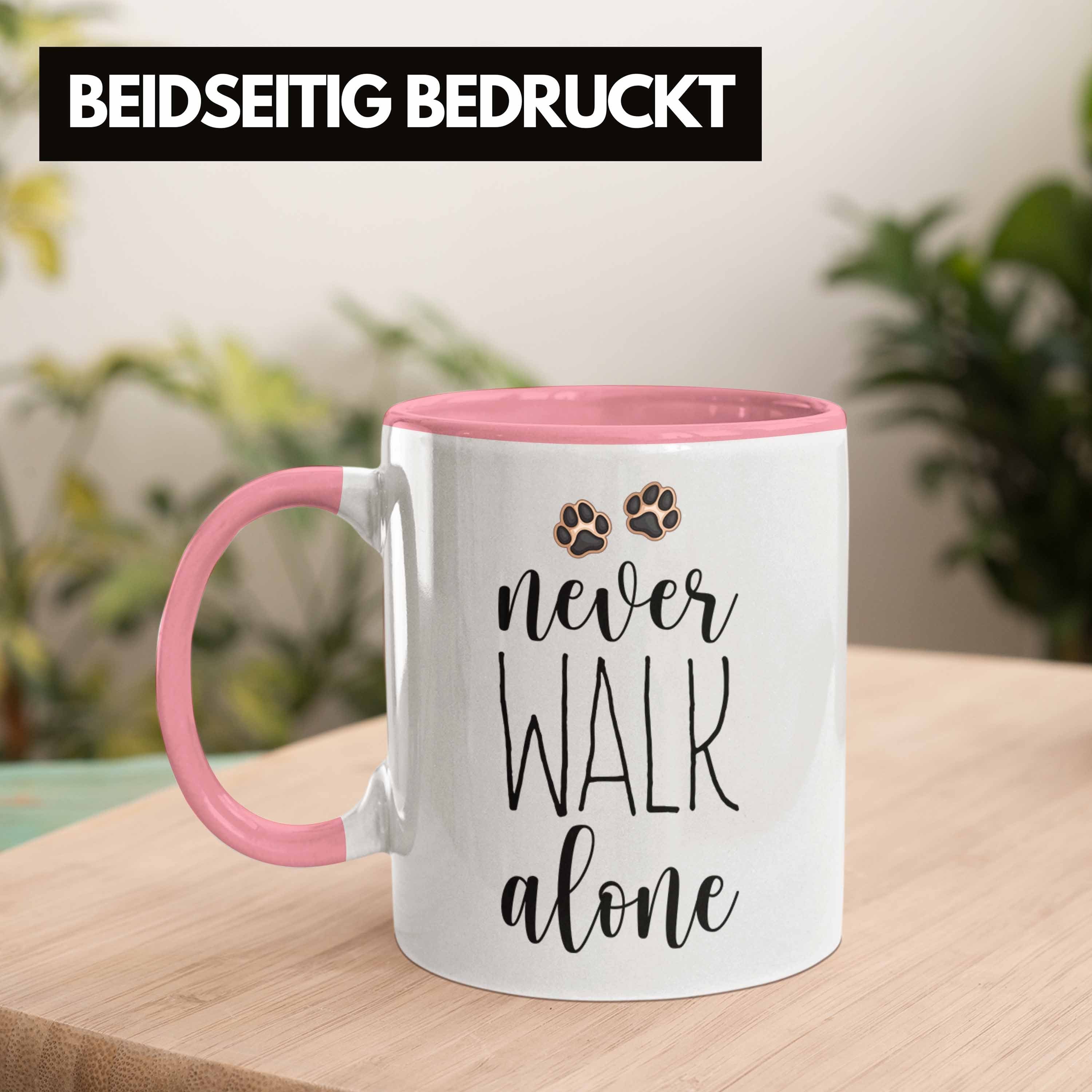 Kaffee Trendation Tasse Tasse Never Geschenk Alone Rosa Hundebesitzer Frauchen Walk Herrchen