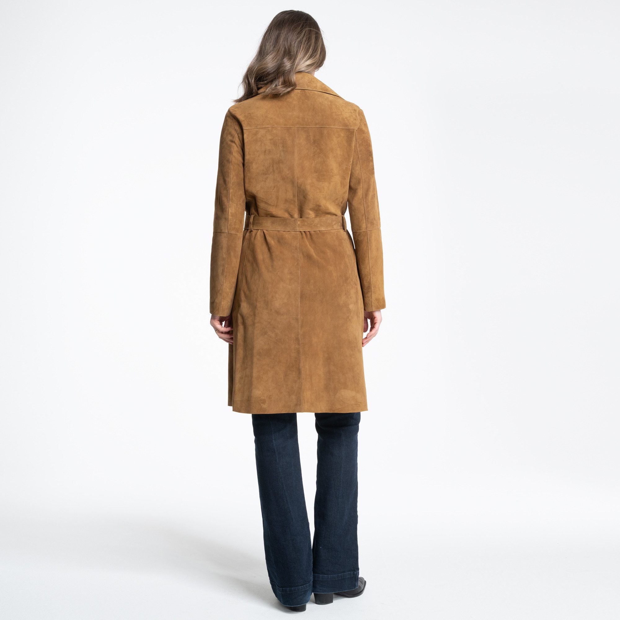 Mouflon Lederjacke Ledermantel Isabel Halblanger Mantel aus hochwertigem Ziegenveloursleder.