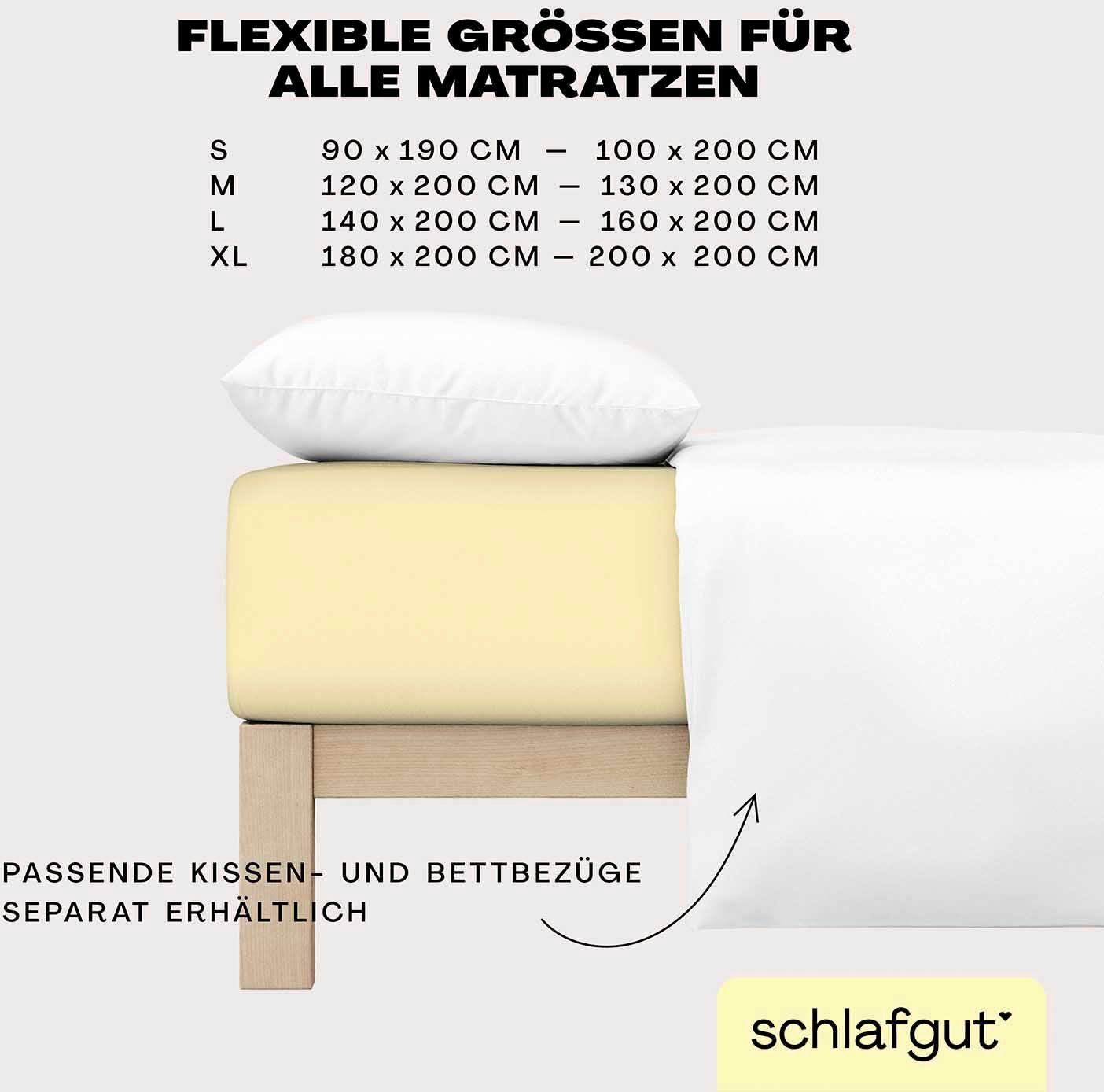 Schlafgut Spannbettlaken EASY JERSEY Bettlaken, 150 g/m², 100% Baumwolle, Spannbetttuch, Jersey, Gummizug: rundum, (1 Stück), Spannbettlaken bis 22 cm Höhe, büg – Bild 5 von 5