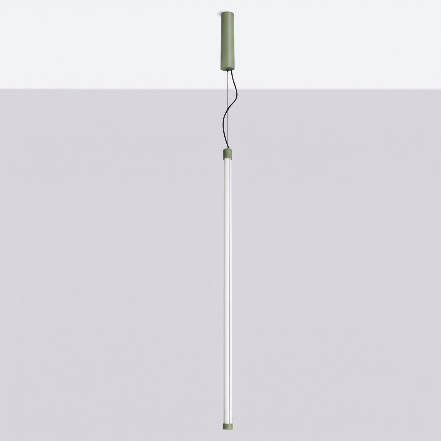Licht-Erlebnisse Pendelleuchte ORSAY, LED fest integriert, Neutralweiß, LED Dimmer Metall H: max. 200 cm D: 3 cm rund Salbei 4000 K 3140 lm