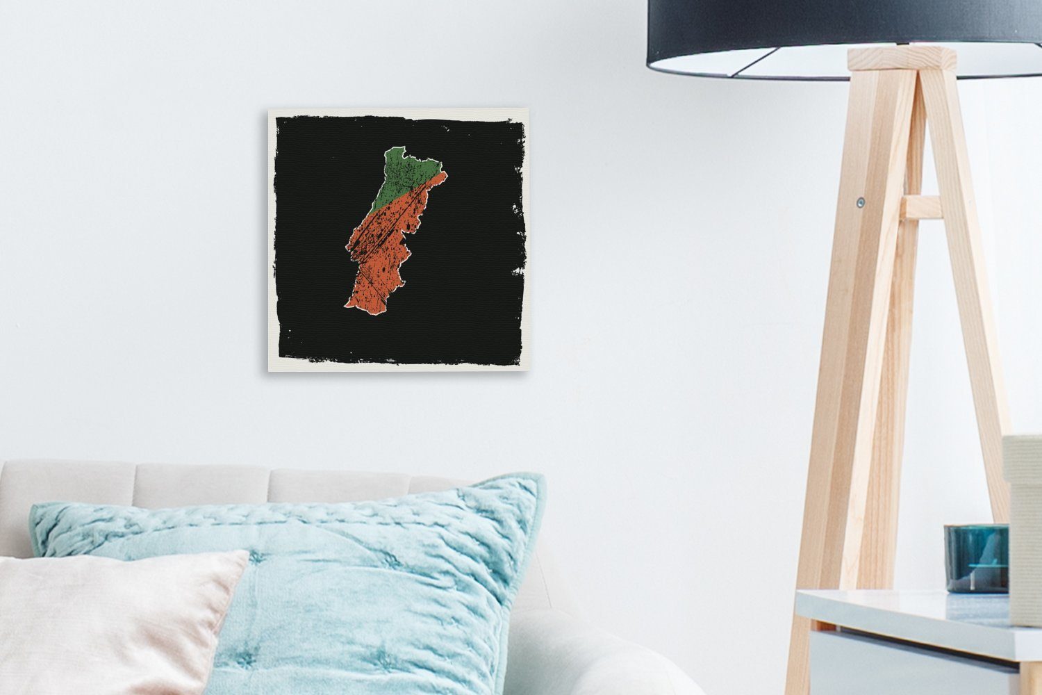 von den OneMillionCanvasses® Portugal Bilder Illustration Farben Flagge (1 Schlafzimmer in schwarzen, für Wohnzimmer der einem vor St), Leinwandbild Leinwand