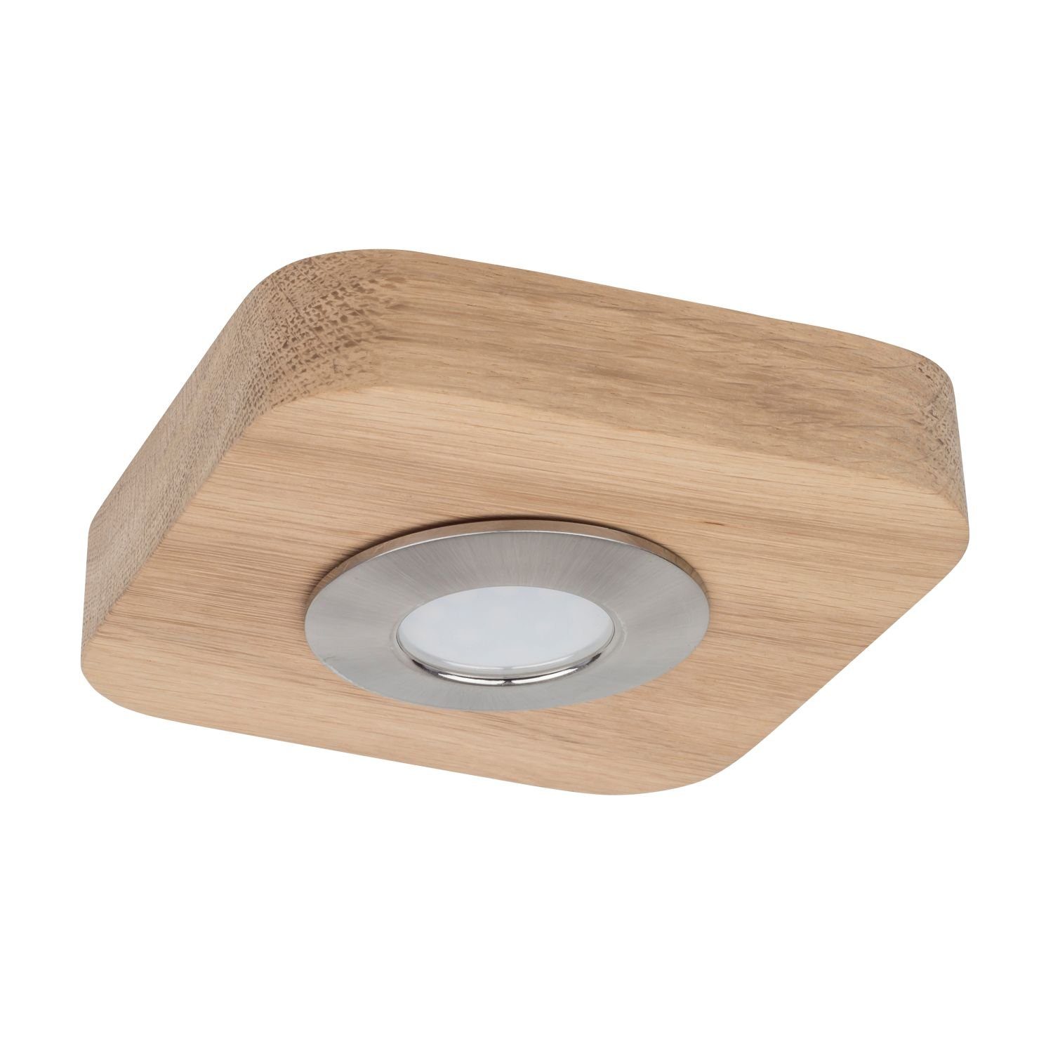 Licht-Erlebnisse Deckenleuchte OANA, LED LED fest Warmweiß, Deckenlampe Aufputz Holz integriert, flach Spot Modern