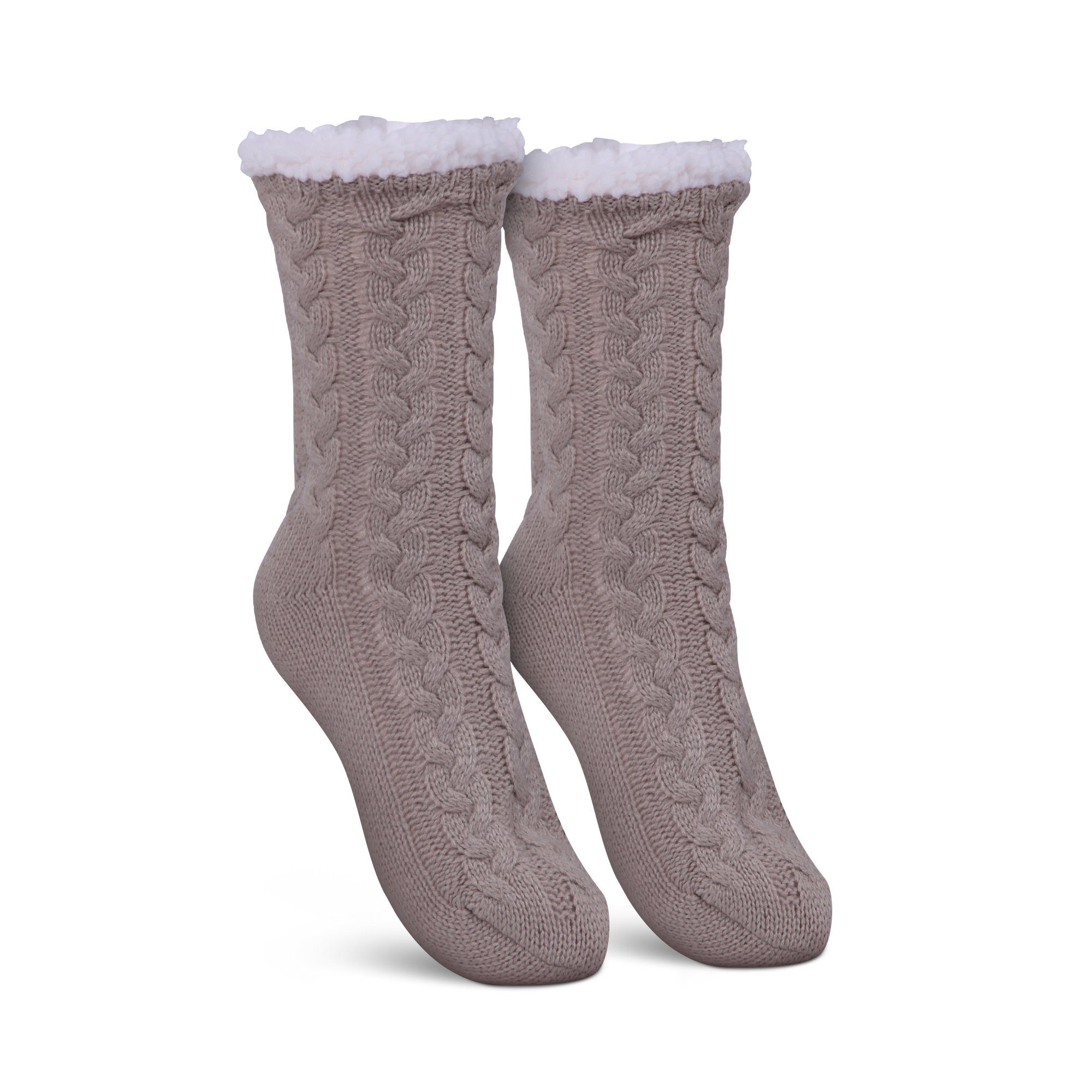 Bestlivings Haussocken Kuschelsocken "Zopfmuster" (1-Paar) Hüttensocken ABS / Teddyfutter - Norweger Socken Stoppersocken