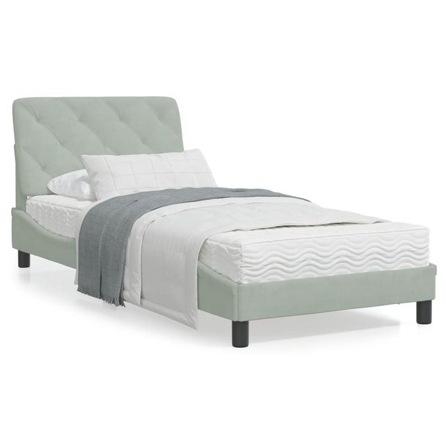 vidaXL Bett Bett mit Matratze Hellgrau 80x200 cm Samt günstig online kaufen
