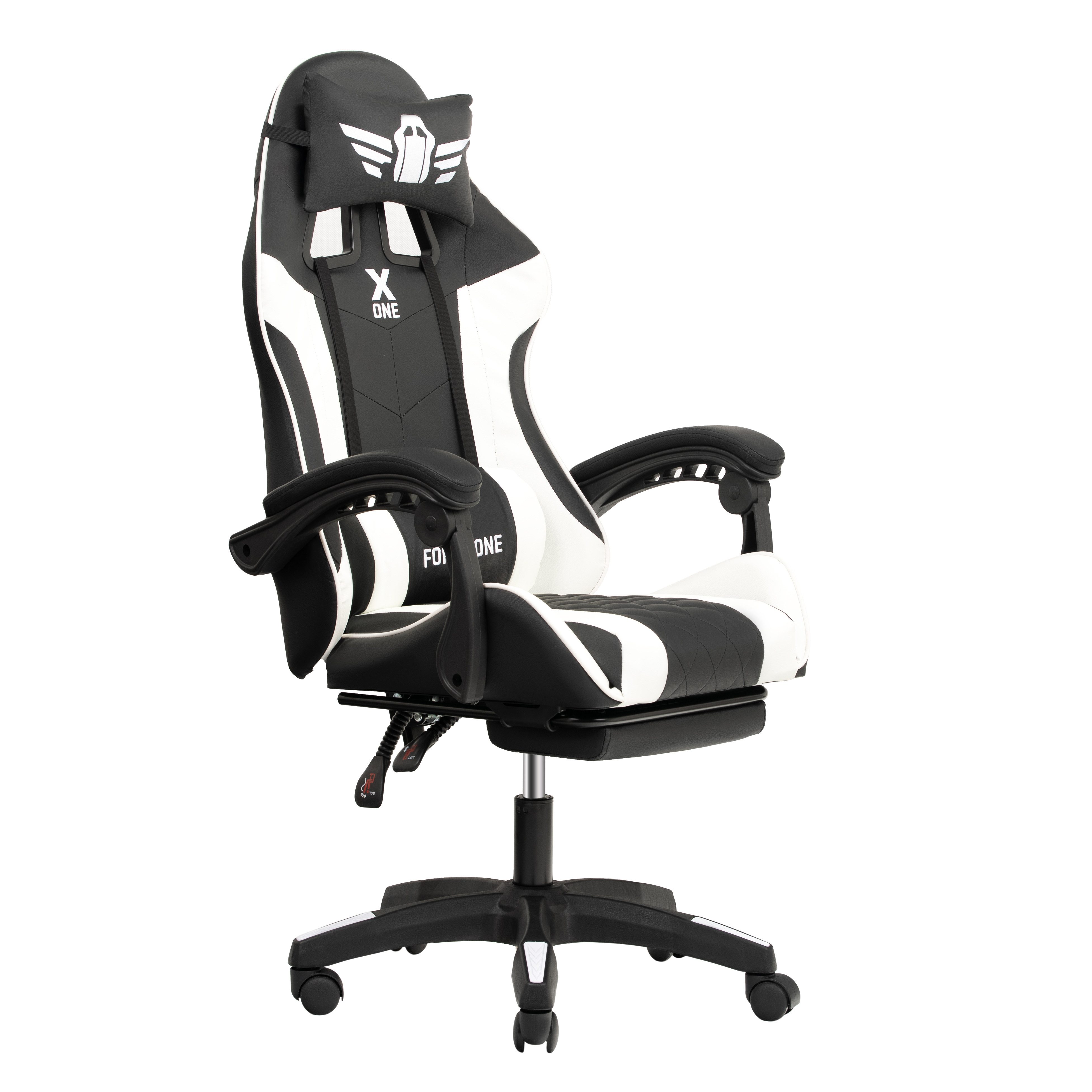 FORCE ONE Gaming-Stuhl X ONE Drehstuhl aus Kunstleder Race Stuhl mit Verstellung, mit Massagefunktion, Fußstütze, Lendenkissen, Nackenkissen