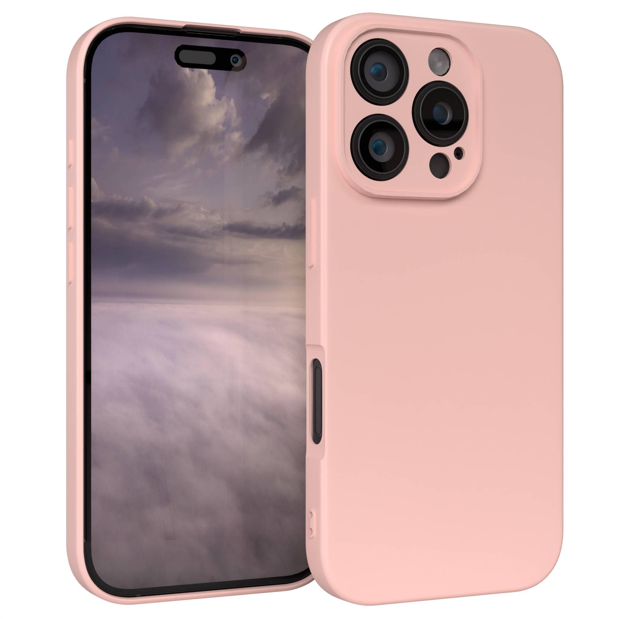 EAZY CASE Handyhülle TPU Hülle mit/-ohne MagSafe Apple iPhone 16 Pro 6,3 Zoll, Hülle mit Kameraschutz Bumper Case Silikonschutzhülle Rosa / Altrosa