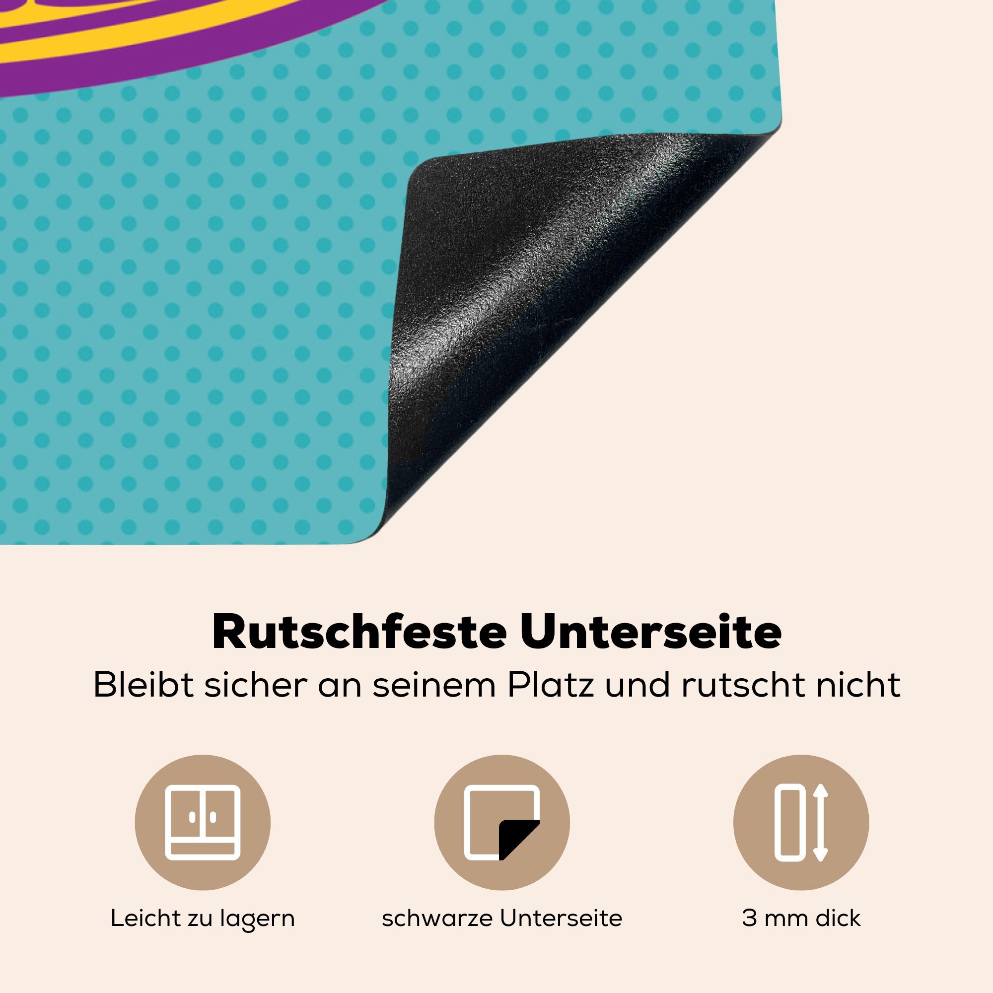 Arbeitsplatte für Herdblende-/Abdeckplatte Abstrakte 78x78 tlg), cm, Vinyl, küche Bananen, Ceranfeldabdeckung, (1 MuchoWow