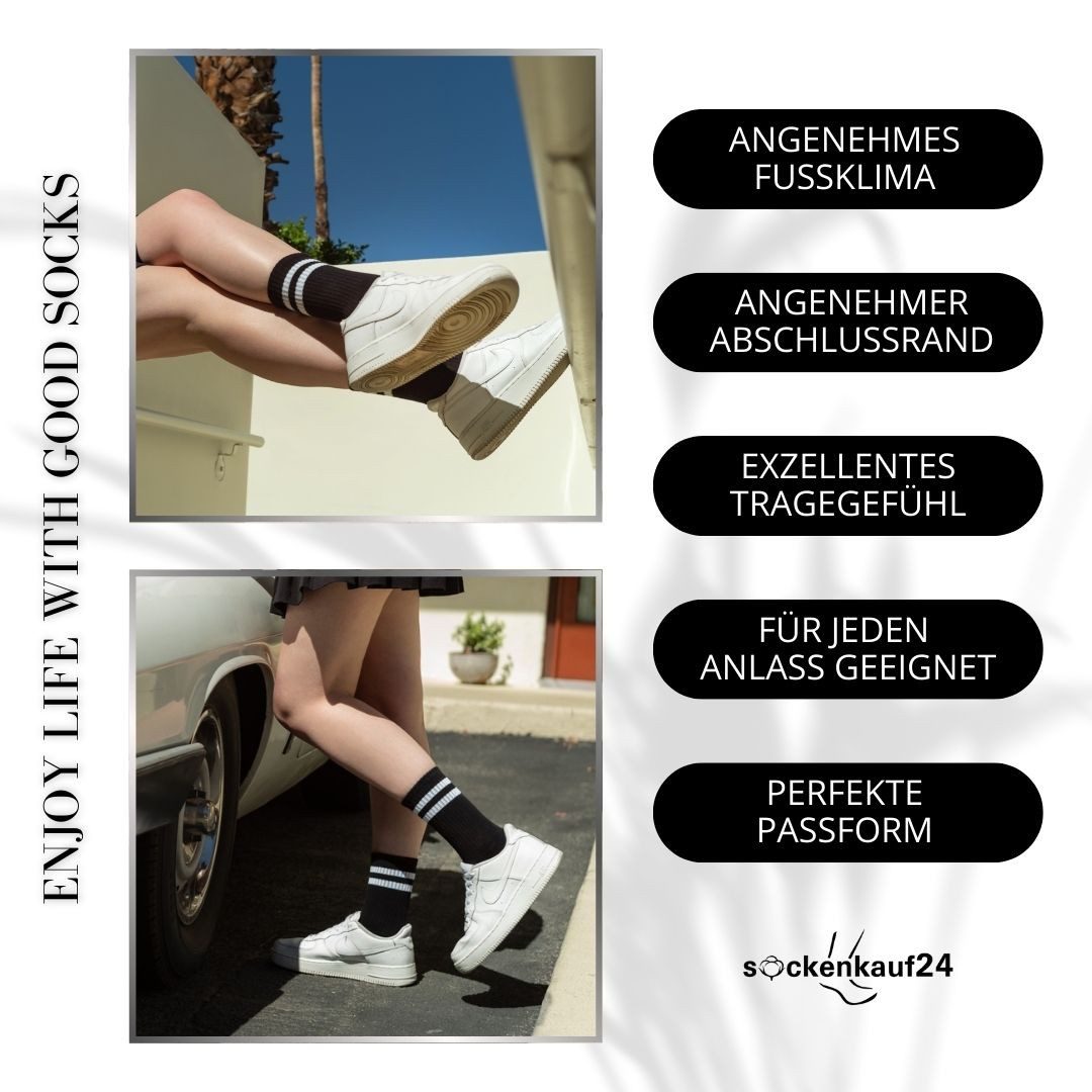 sockenkauf24 Tennissocken Sportsocken Damen & Herren Atmungsaktive Premium Crew Socken (5 Paar) verstärkte Ferse & Fußspitze, gepolsterte Sohle, Baumwolle