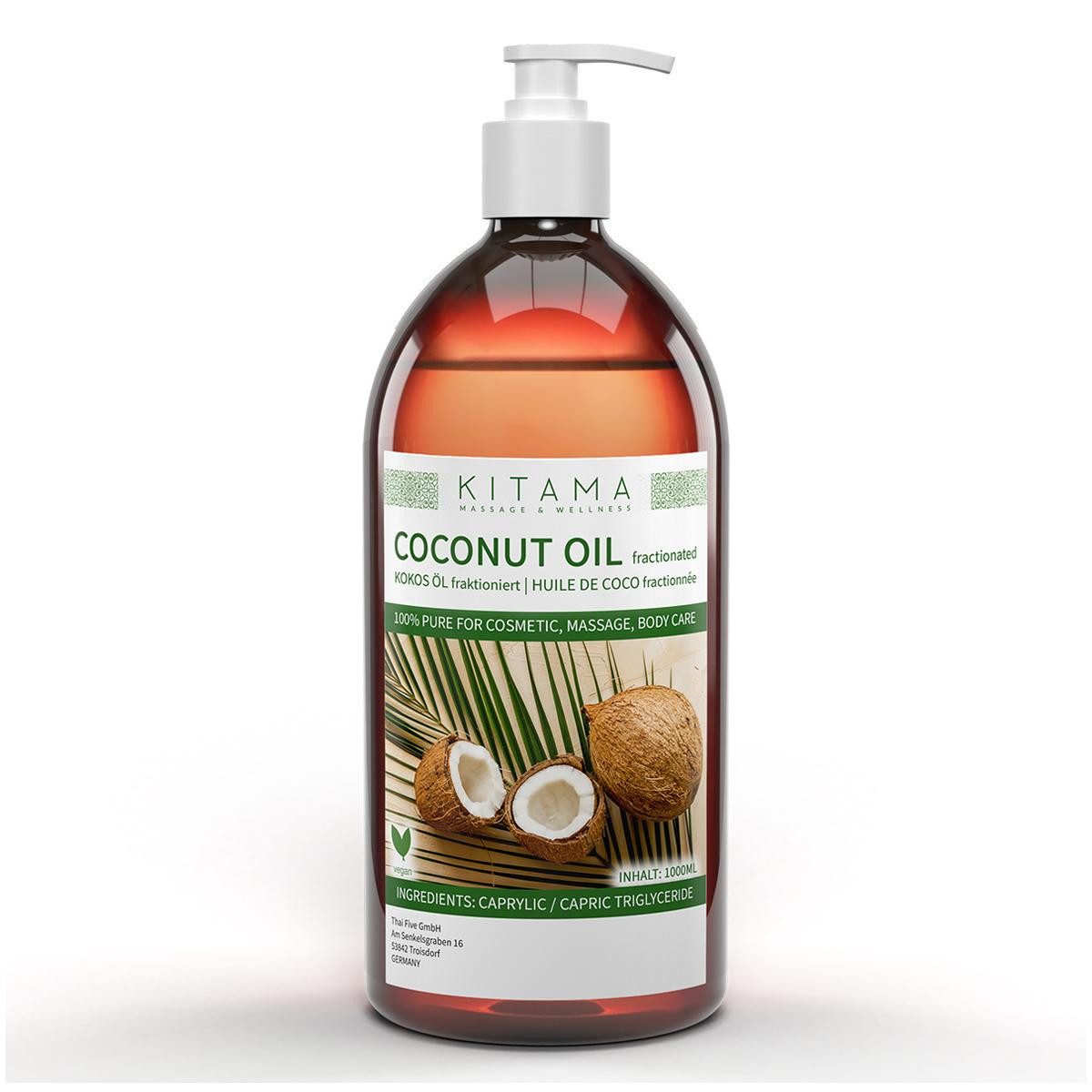 Kitama Körperöl Kokosöl fraktioniert - Neutrales Massageöl für Thai Massage & Wellness