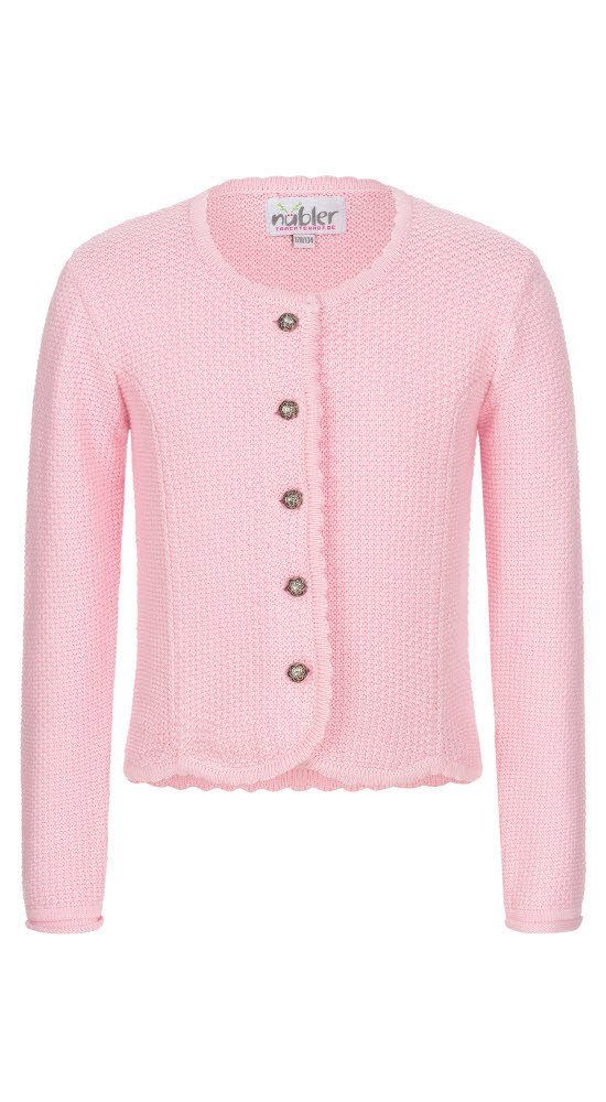 Trachtenstrickjacke Kinderstrickjacke Yvonne in Rosa von Nübler Größe 92