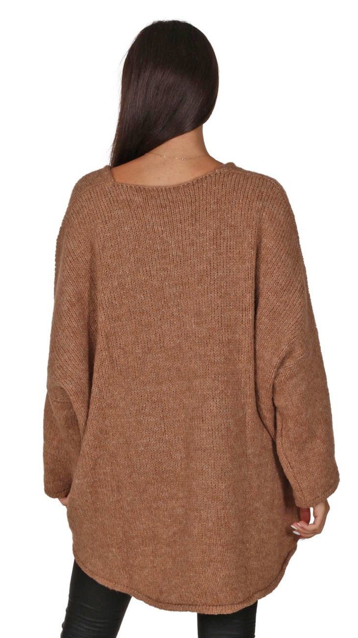 Charis Moda Strickpullover V-​Ausschnitt im Oversized Look vorne kurz hinten lang