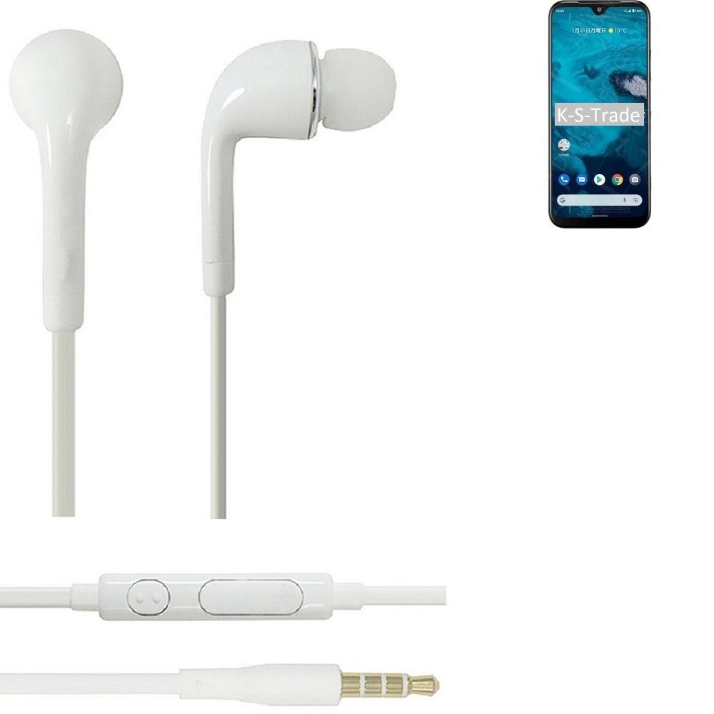 K-S-Trade für Kyocera Lautstärkeregler One u mit Headset weiß S9 Mikrofon (Kopfhörer 3,5mm) In-Ear-Kopfhörer Android