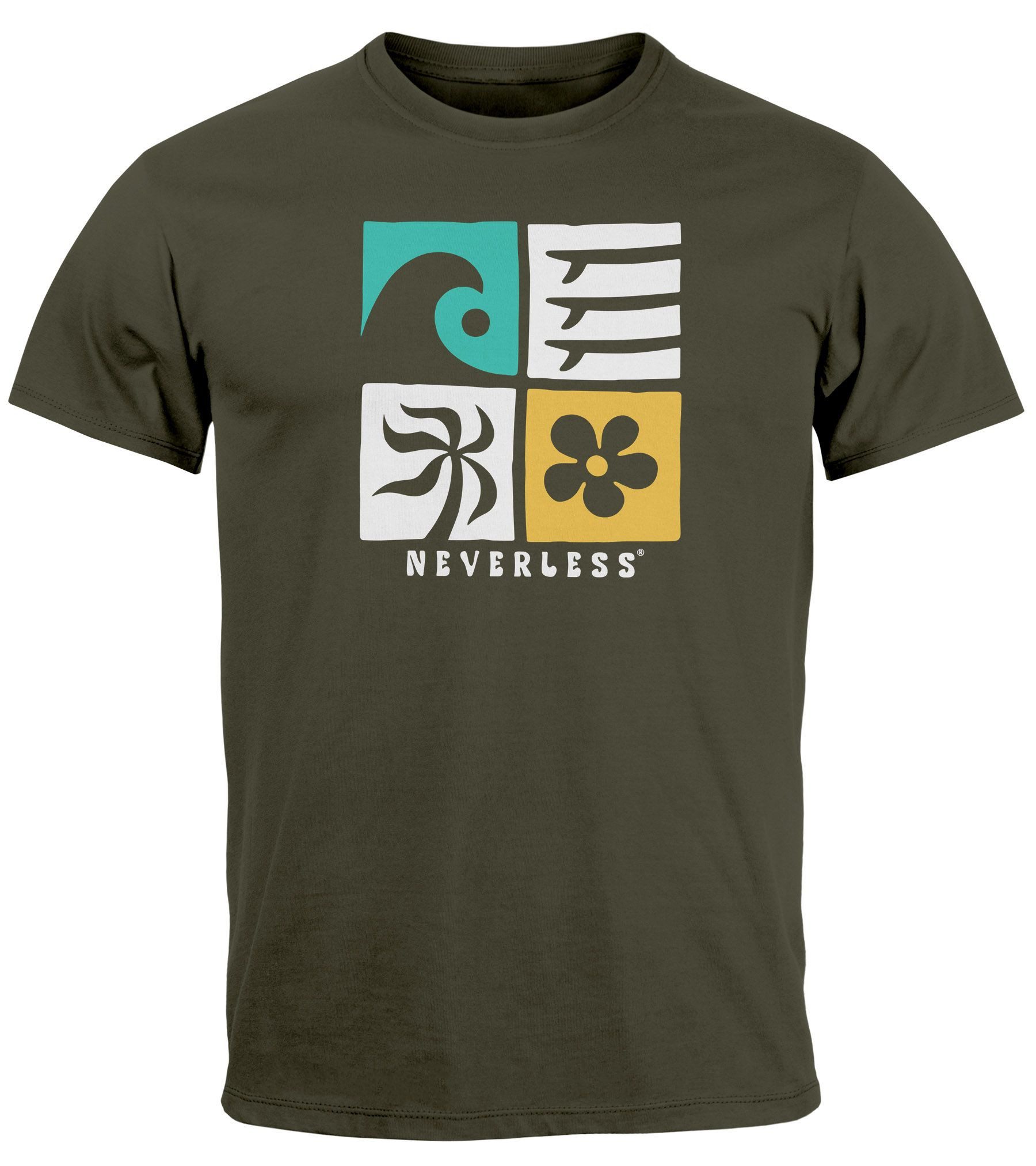 Neverless Print-Shirt Herren T-Shirt Surfing Icons günstig online kaufen