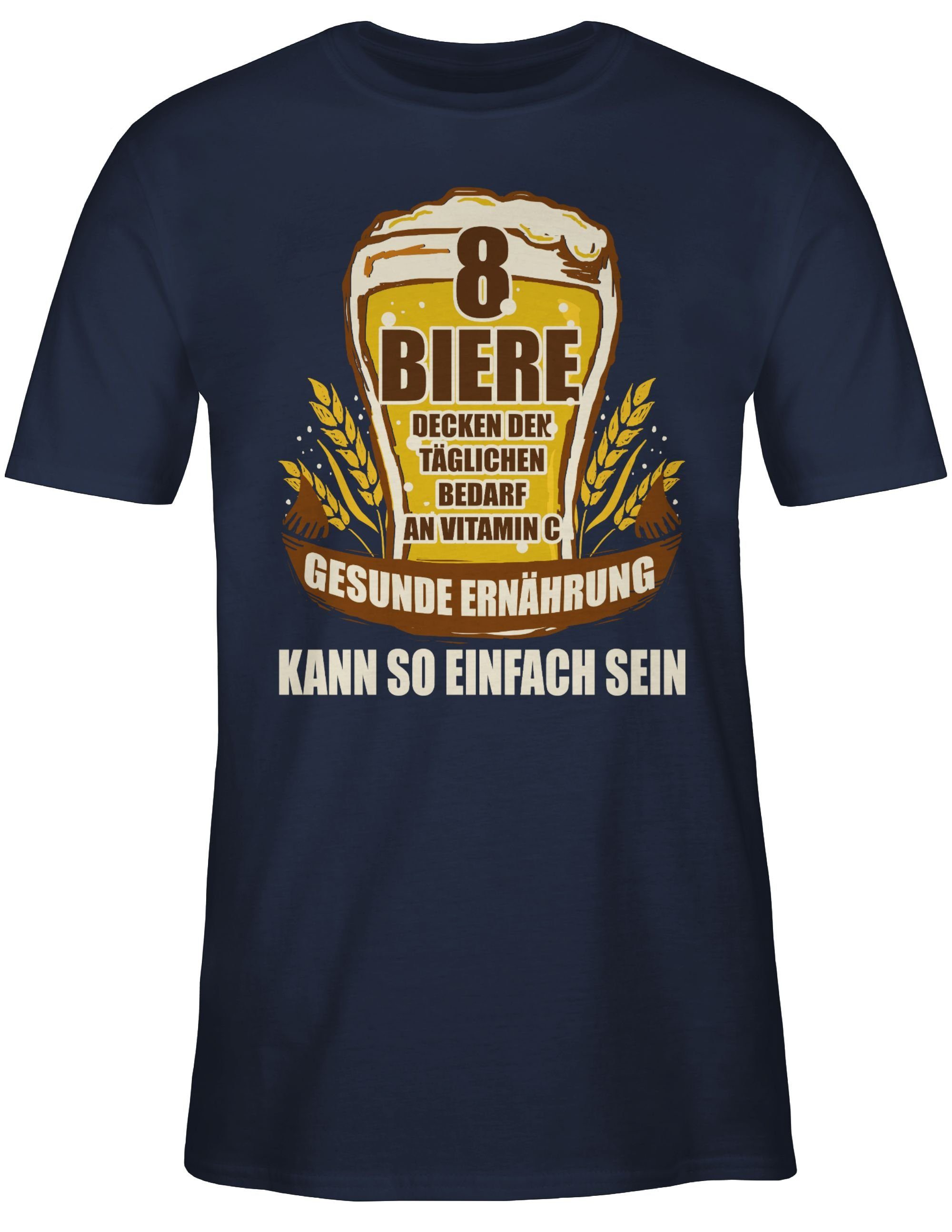 Shirtracer T-Shirt Navy mit Biere 8 C Statement an decken Tagesbedarf Vitamin 2 Blau Sprüche den Spruch