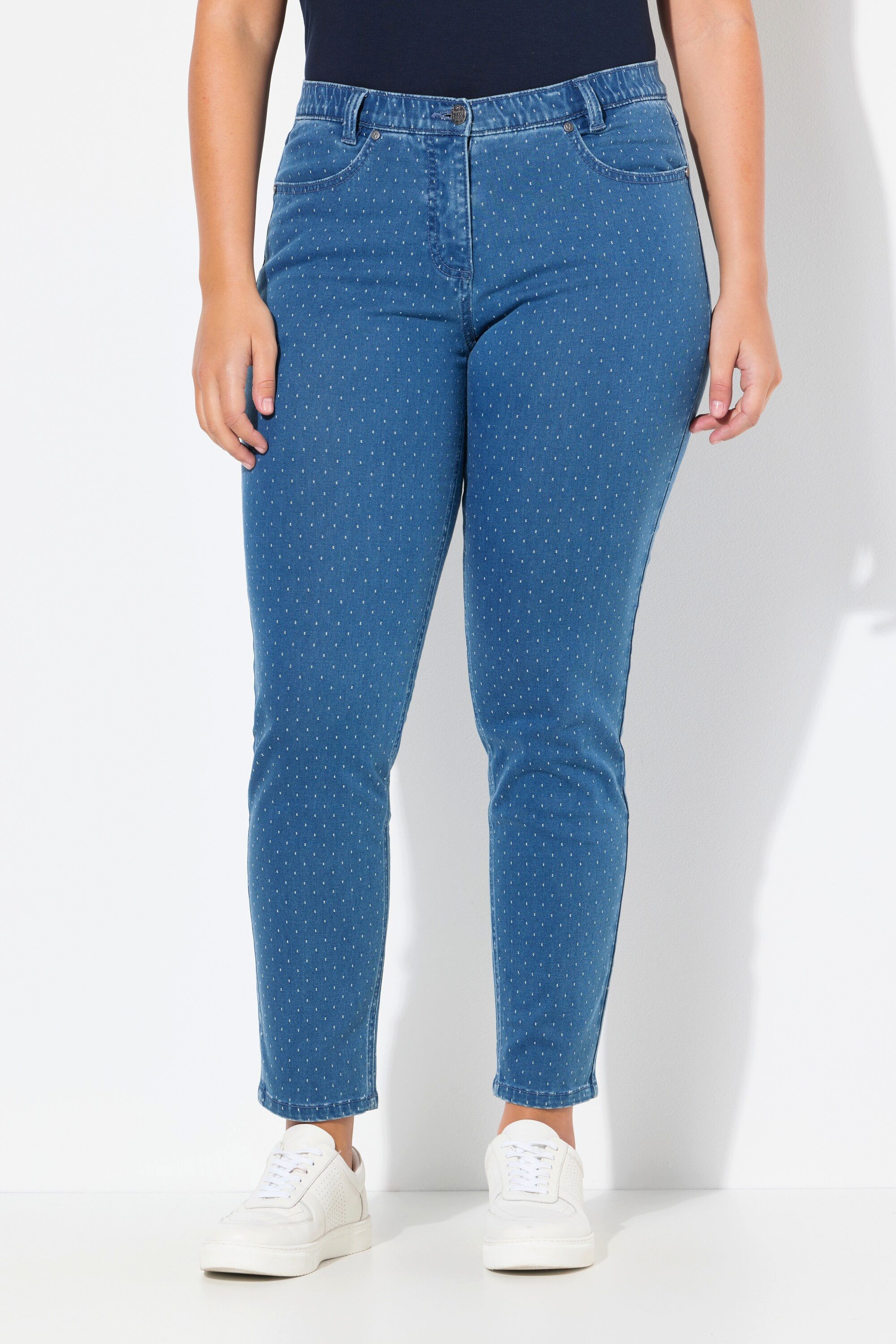 Regular-fit-Jeans Jeans Sarah Punkte schmales konisches Bein
