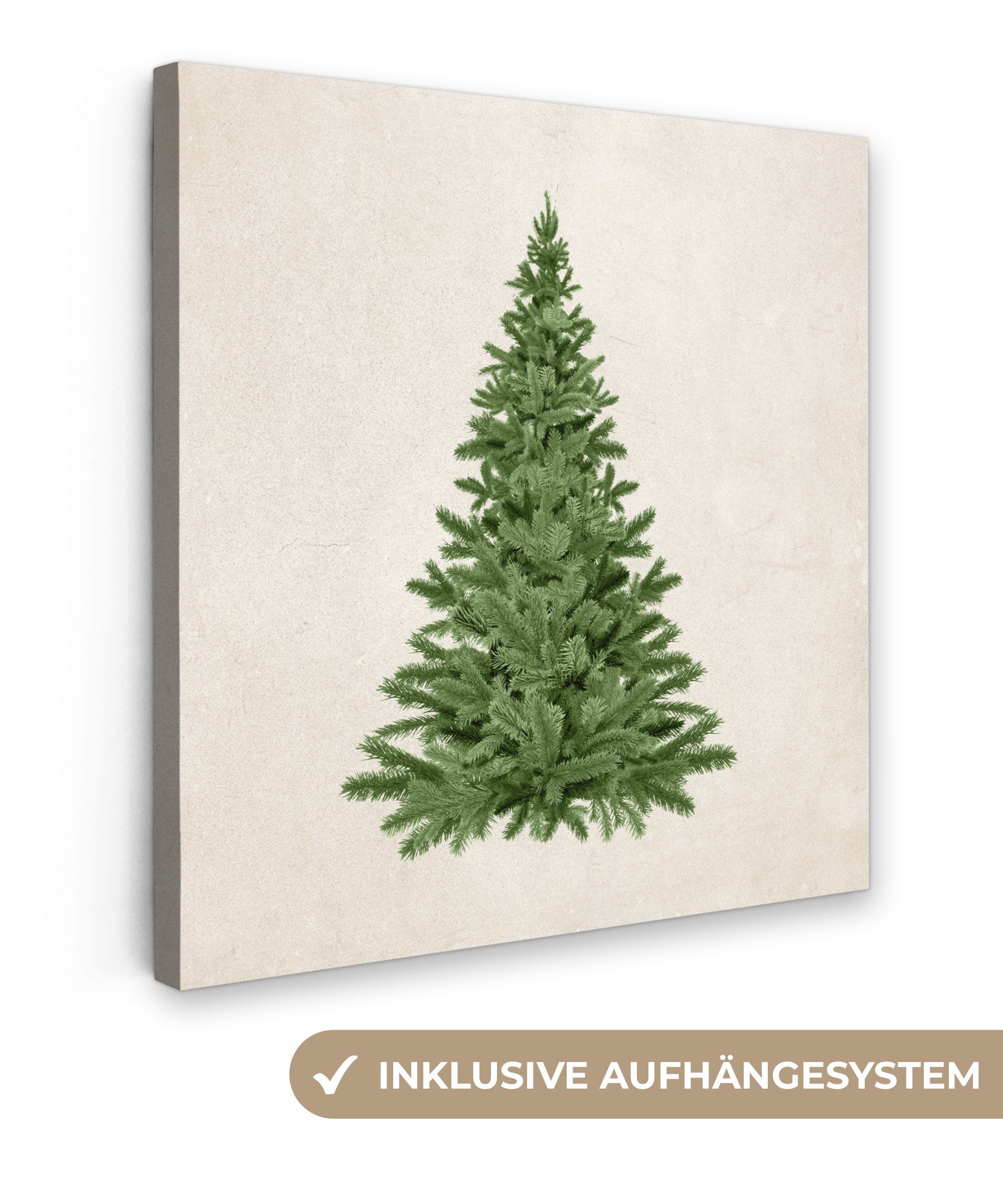 OneMillionCanvasses® Leinwandbild Weihnachtsbaum - Grün - Weihnachten - Feiertage, (1 St), Leinwand Bilder für Wohnzimmer Schlafzimmer, 20x20 cm