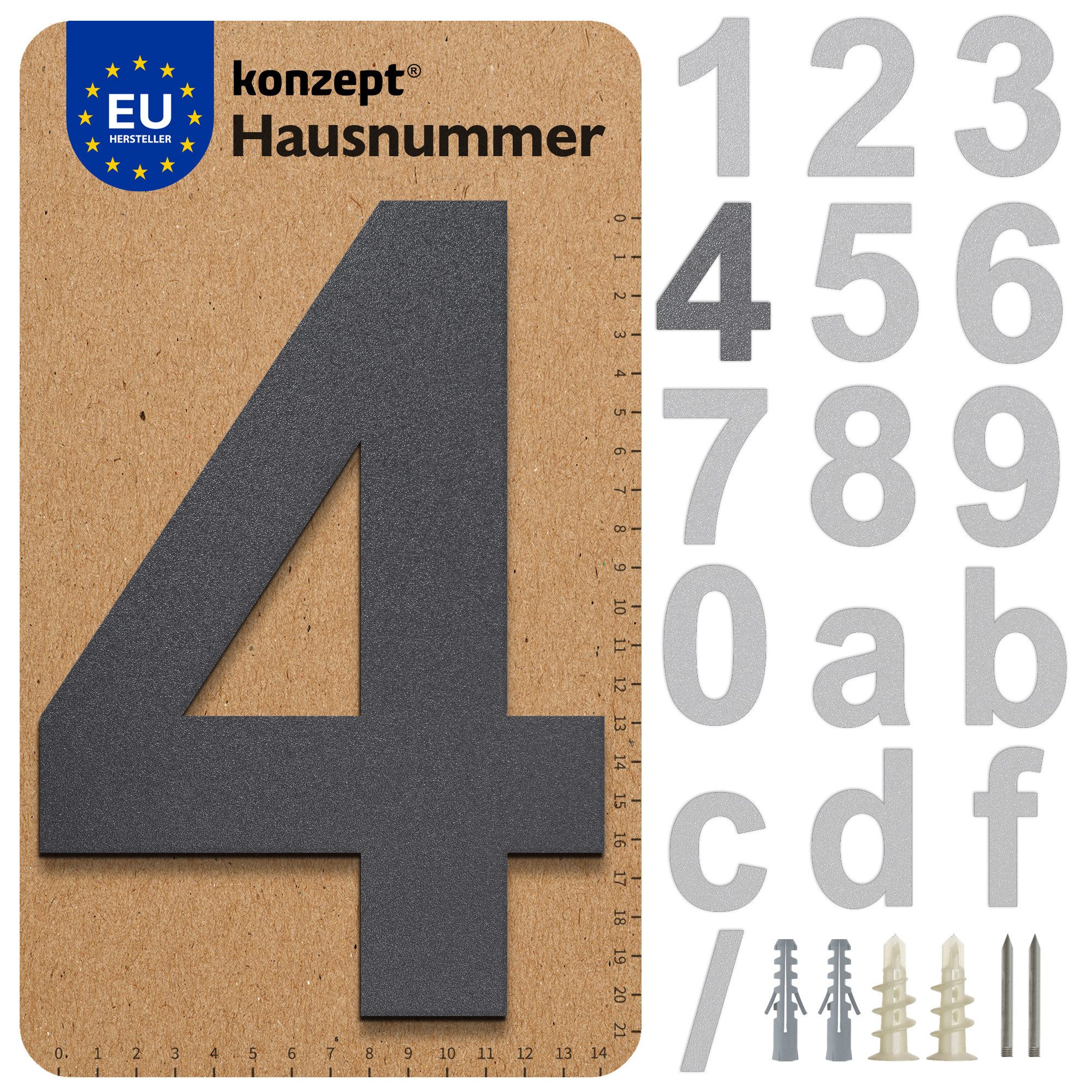 KONZEPT Hausnummer in Schwarz/Graphite, Briefkastennummer von 0 bis 9, (aus günstig online kaufen