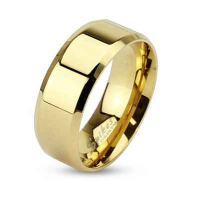 BUNGSA Fingerring »Ring abgerundete Kanten Gold aus Edelstahl Unisex« (Ring, 1-tlg., inkl. Schmuckbeutel aus Organza), Damen Herren