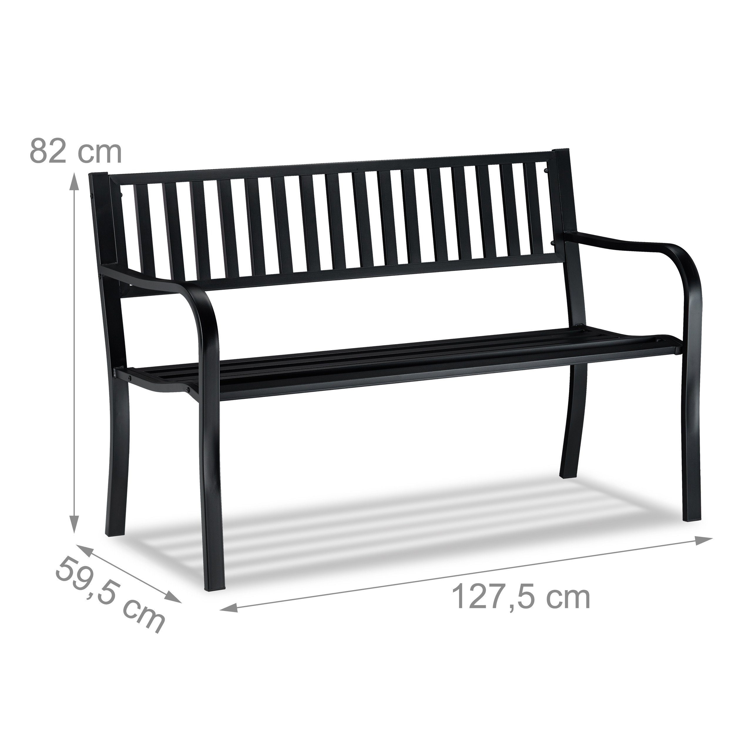 relaxdays Gartenbank mit Metallstreben (1-St) – Bild 4 von 5