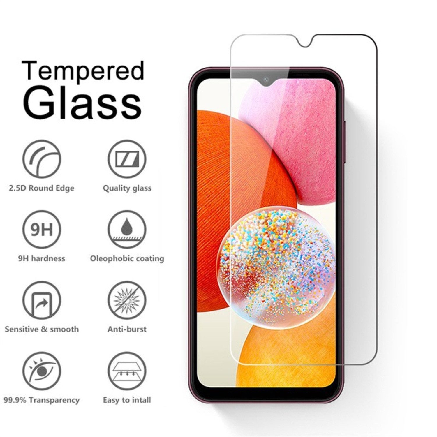 CLM-Tech Displayschutzglas 2x Schutzfolie für Samsung Galaxy A05s - Panzerfolie für Samsung Galaxy A05s, Samsung Galaxy A05s Panzerglas Folie - Anti-Fingerabdruck und kratzfest -, 2 Stück, Unterstützt Fingerabdruck-ID