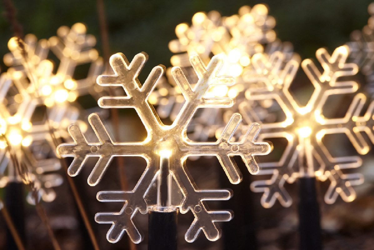 Gartenpirat Gartenleuchte LED Leuchtstäbe Schneeflocke warmweiß 10 Erdspieß günstig online kaufen