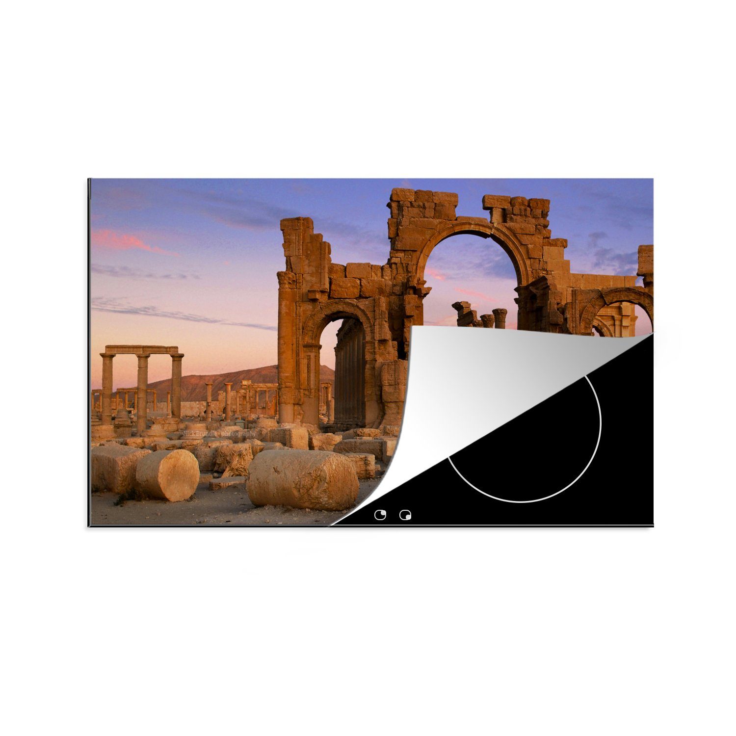 MuchoWow Herdblende-/Abdeckplatte Palmyra in Syrien, Vinyl, (1 tlg), 83x51 cm, Ceranfeldabdeckung, Arbeitsplatte für küche