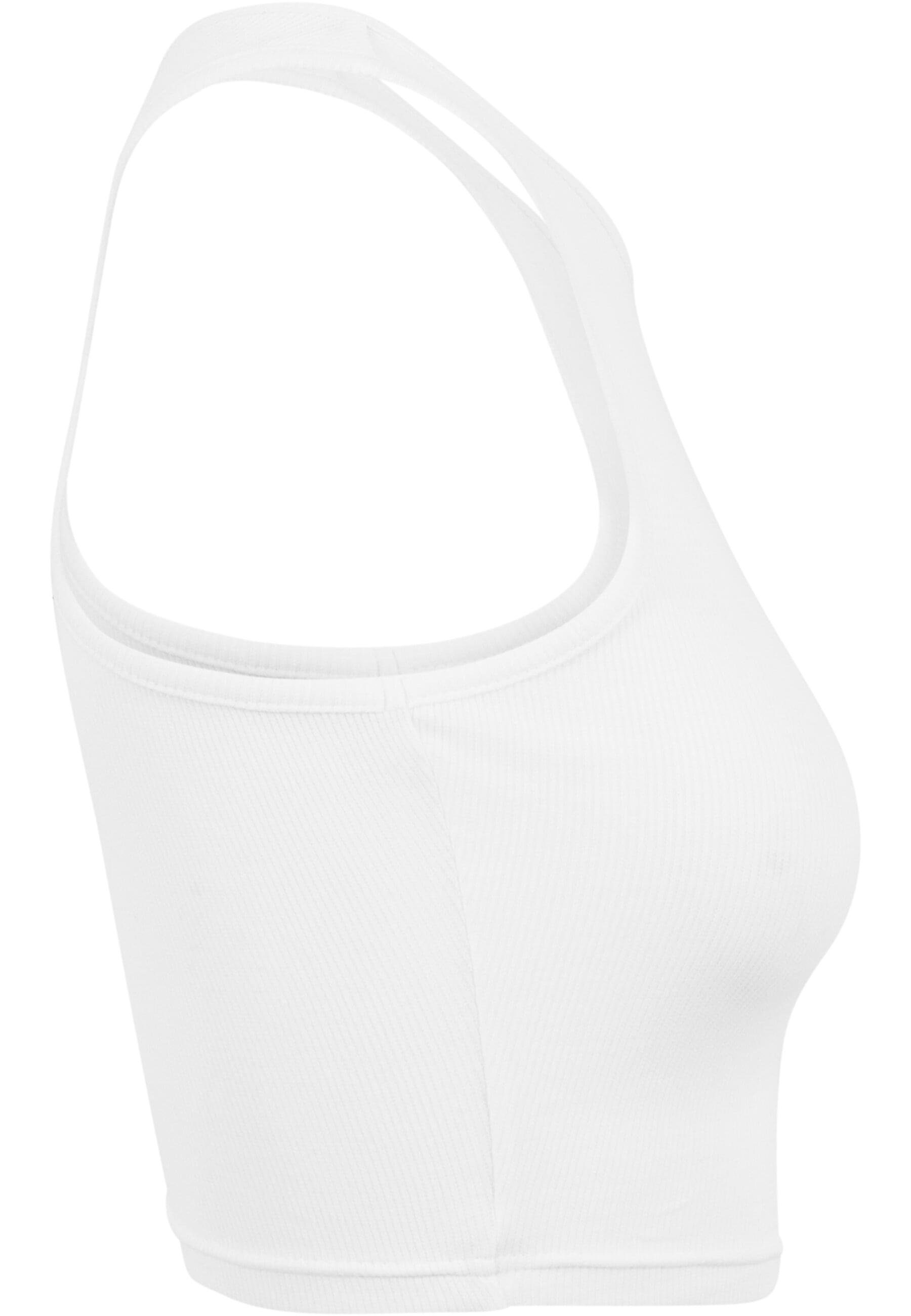 URBAN CLASSICS Top white Ladies Cropped Damen Rib T-Shirt (1-tlg)