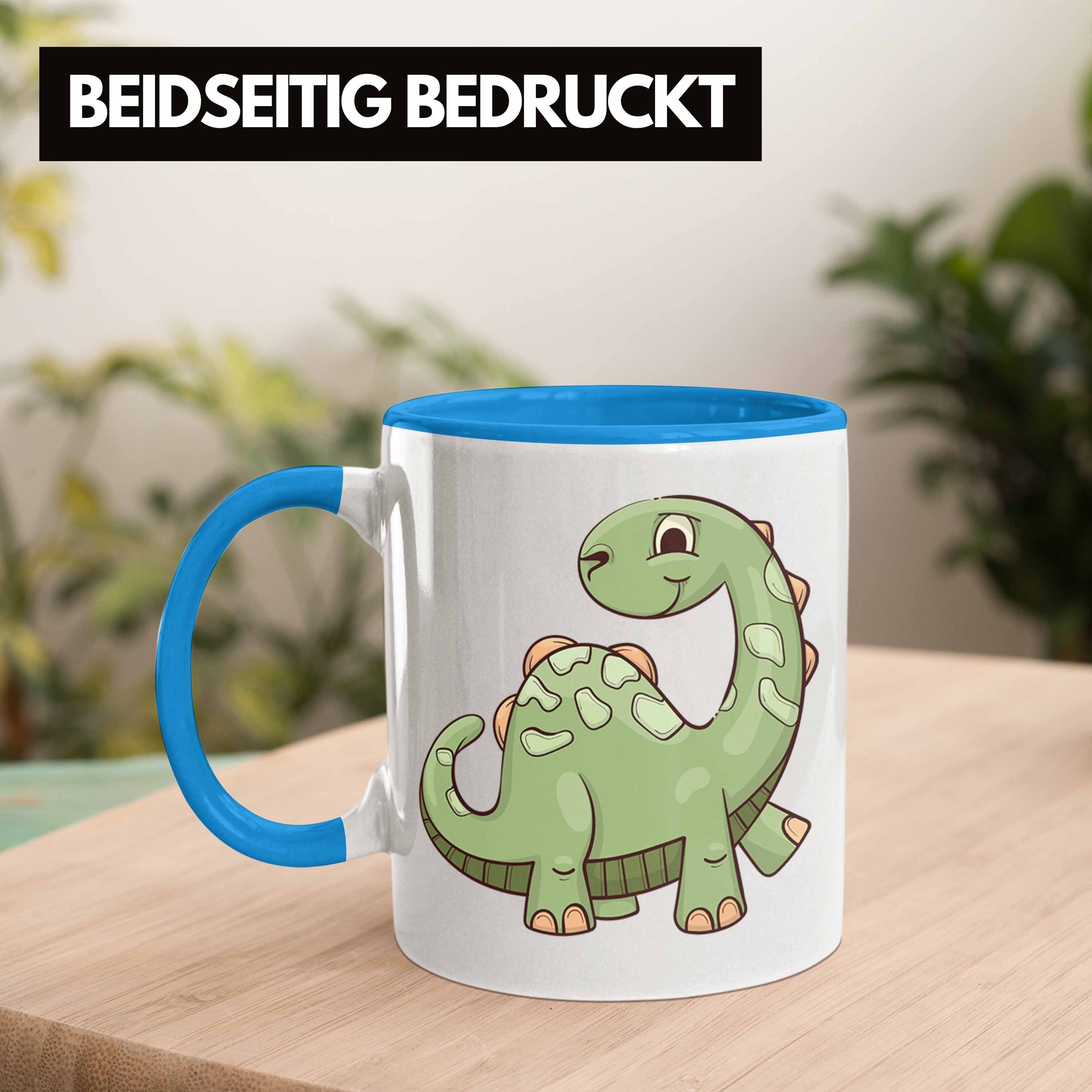 Tasse Jungen Dinosaurier Coole für Jungs Blau Dinofans Geschenkidee Trendation Trendation - Geschenke Tasse Lustig