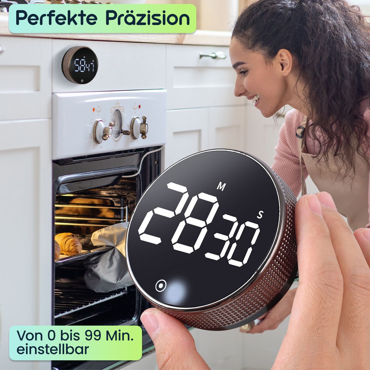 shop'n smile ideoon Küchentimer Digitaler Küchen-Timer mit Drehrad, Magnet, Alarm & LCD-Display Präzise Zeiteinstellung von 0 bis 99 Min. per Drehrad – Bild 3 von 5