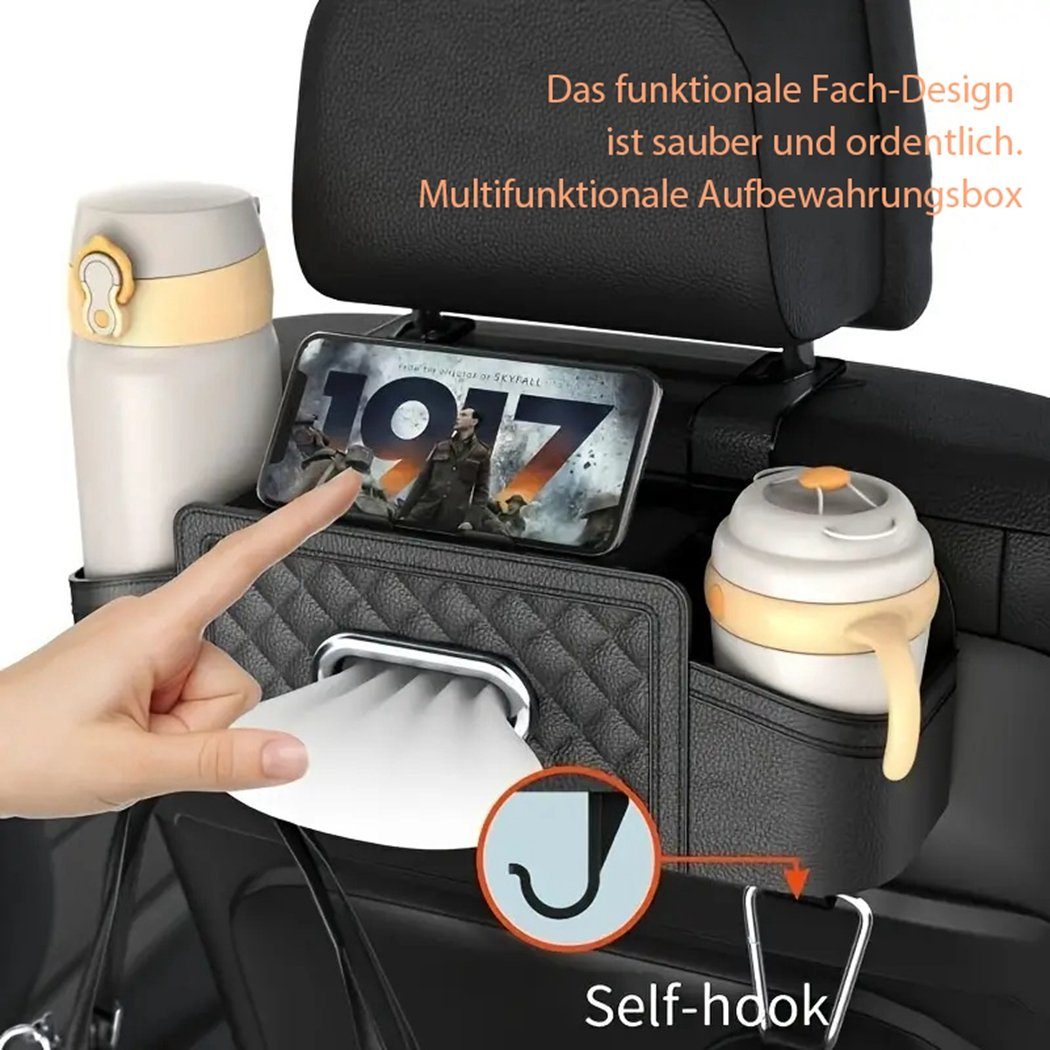 TUABUR Auto-Rückenlehnentasche Auto Sitz Box Multi-funktionale Zurück Lagerung Weinrot Auto Box Lagerung