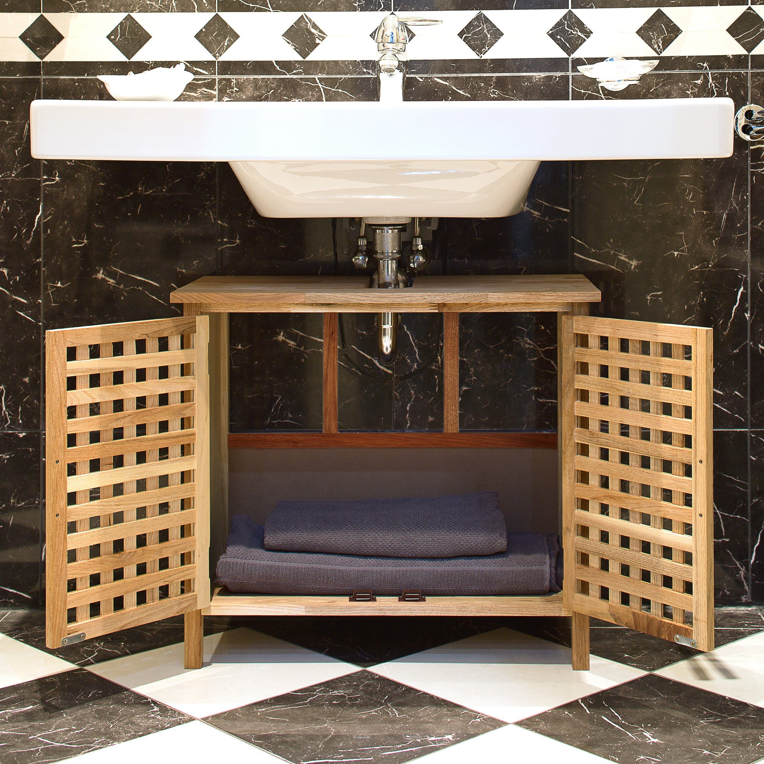 relaxdays Waschbeckenunterschrank Walnuss günstig online kaufen